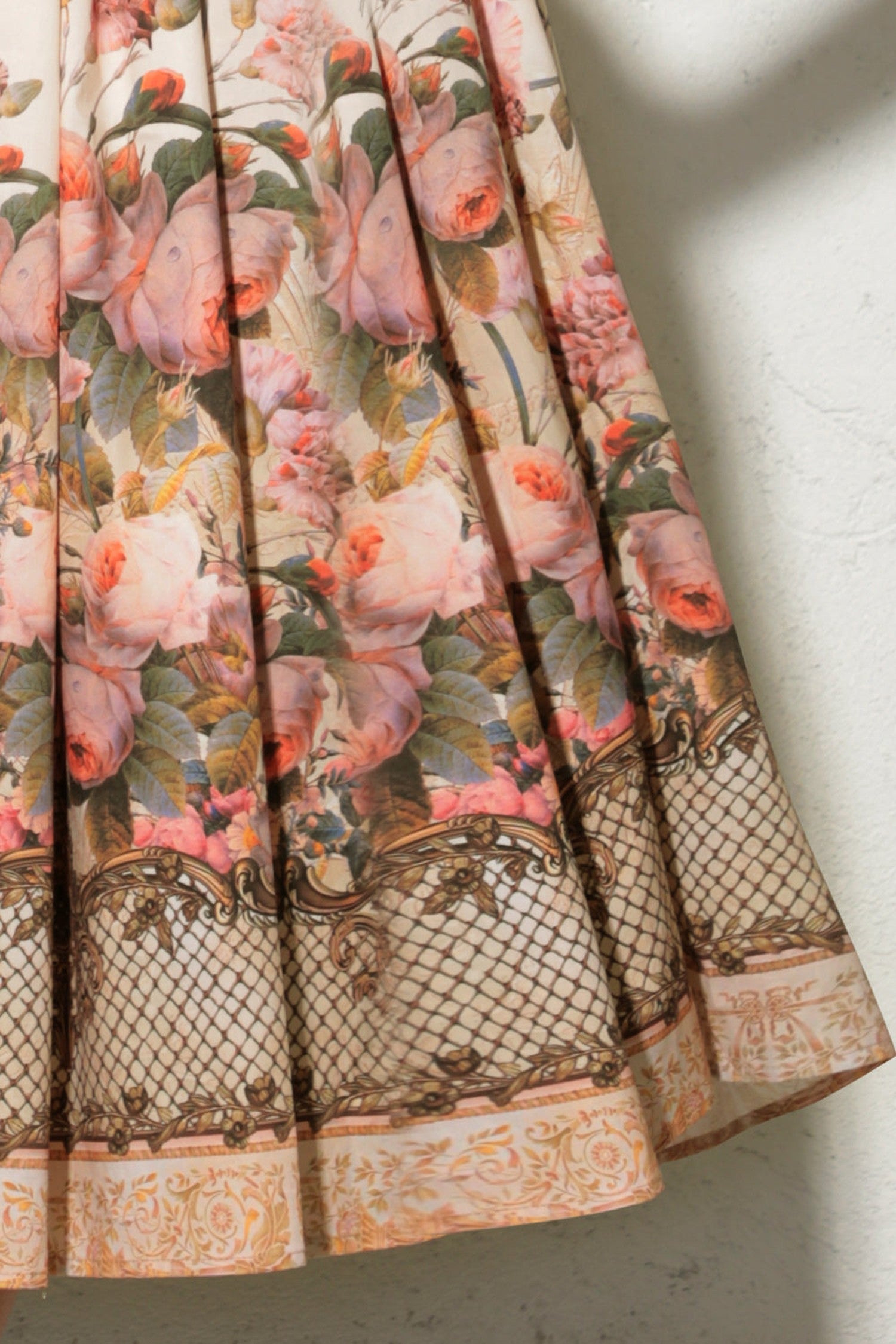 LONG POPLIN DRESS WITH DETACHABLE BELT - BAROQUE FLOWERS