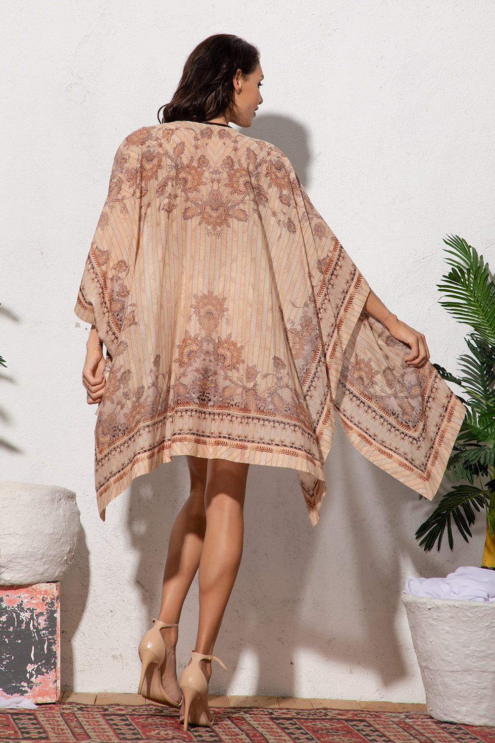 SILK COTTON KIMONO DRESS - LEO BEIGE