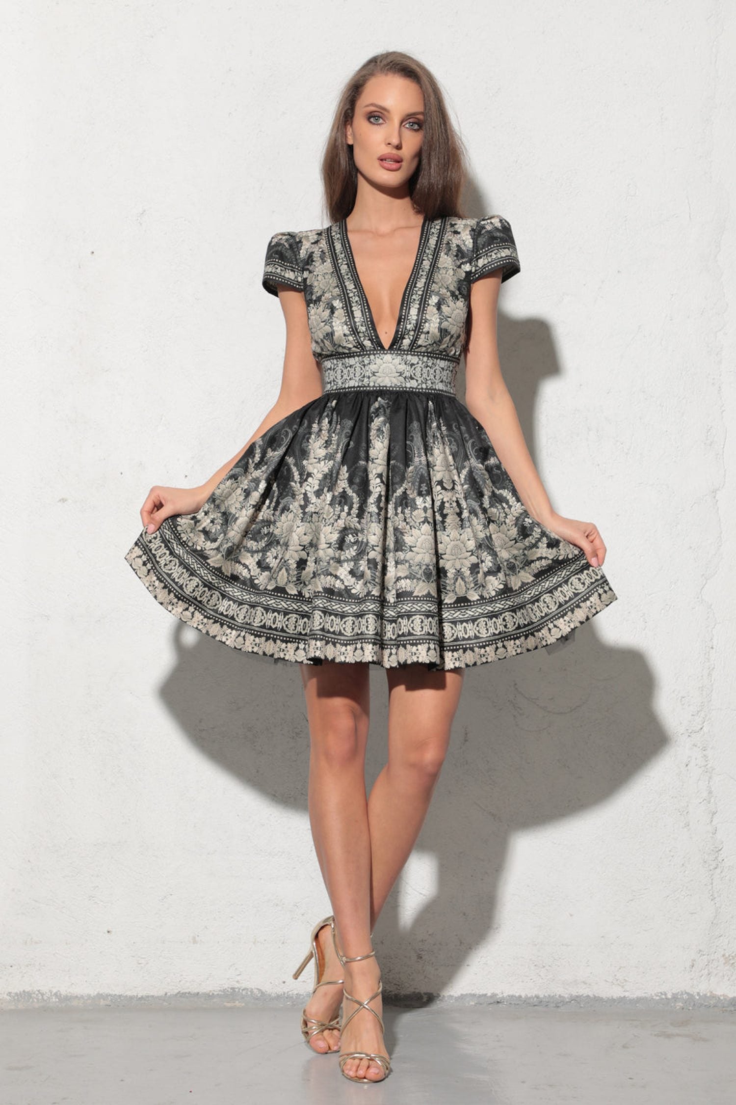 Robe genou à col en V - Lotus gelé