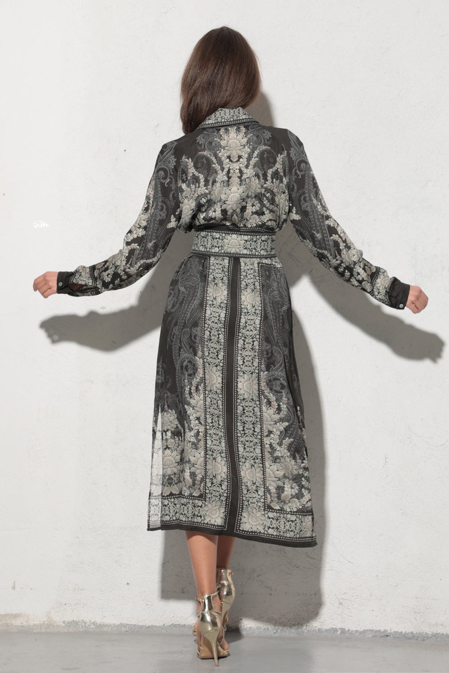 Robe chemise en viscose avec ceinture amovible - Lotus gelé
