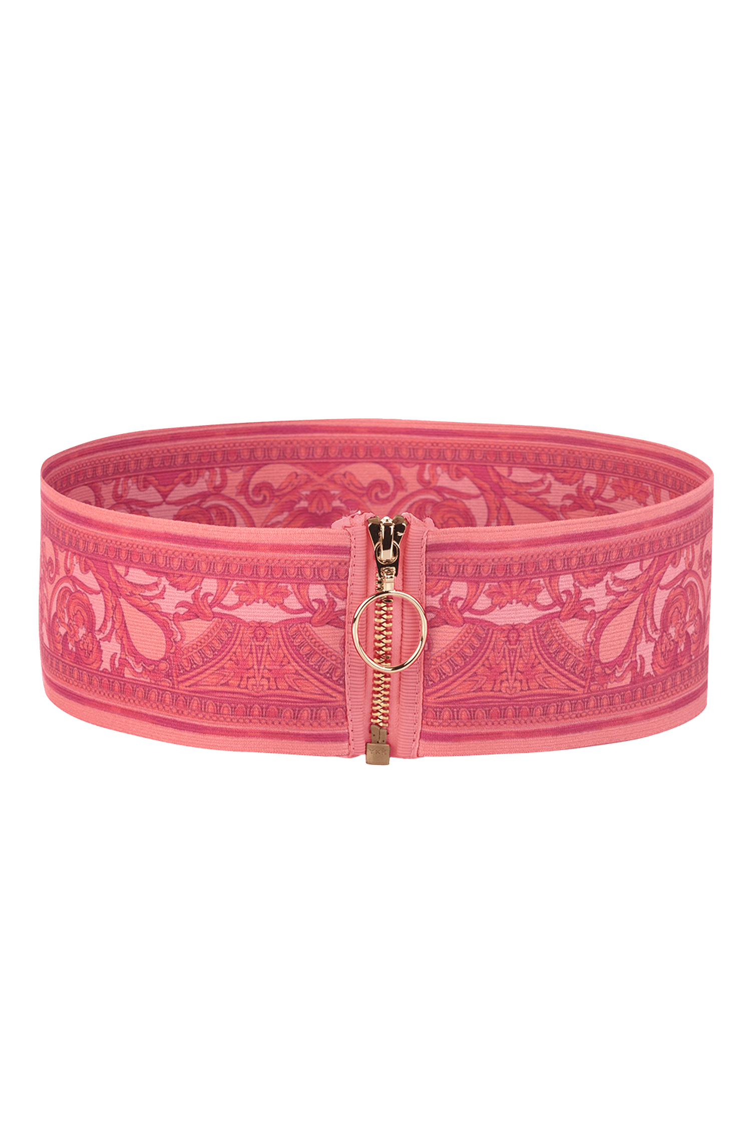 WIDE ELASTIC BELT WITH ZIPPER - BAROQUE CORAL