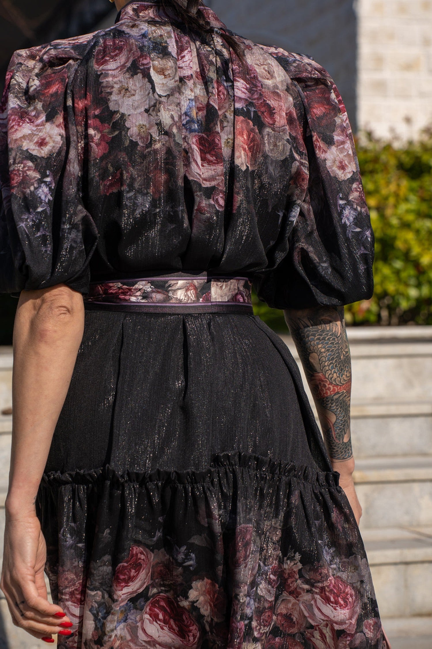 ROBE AVEC MANCHES BOUFFANTES - FLEURS VINTAGES