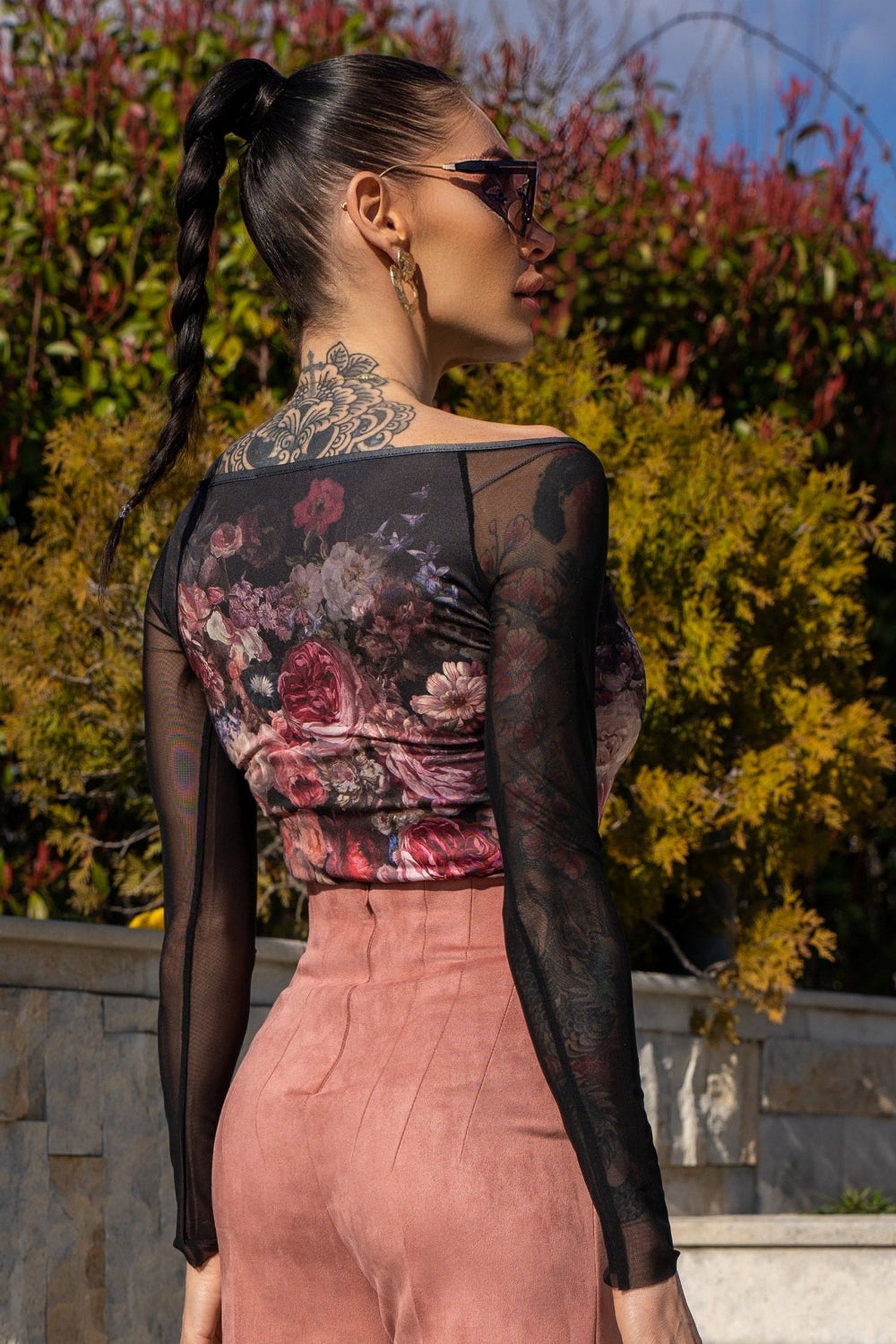BLOUSE WITH NET SLEEVE - VINTAGE FLOWERS