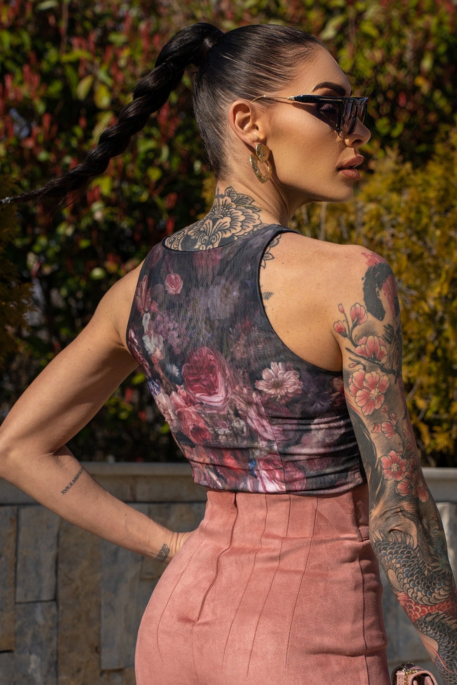 TOP WITH NET - VINTAGE FLOWERS