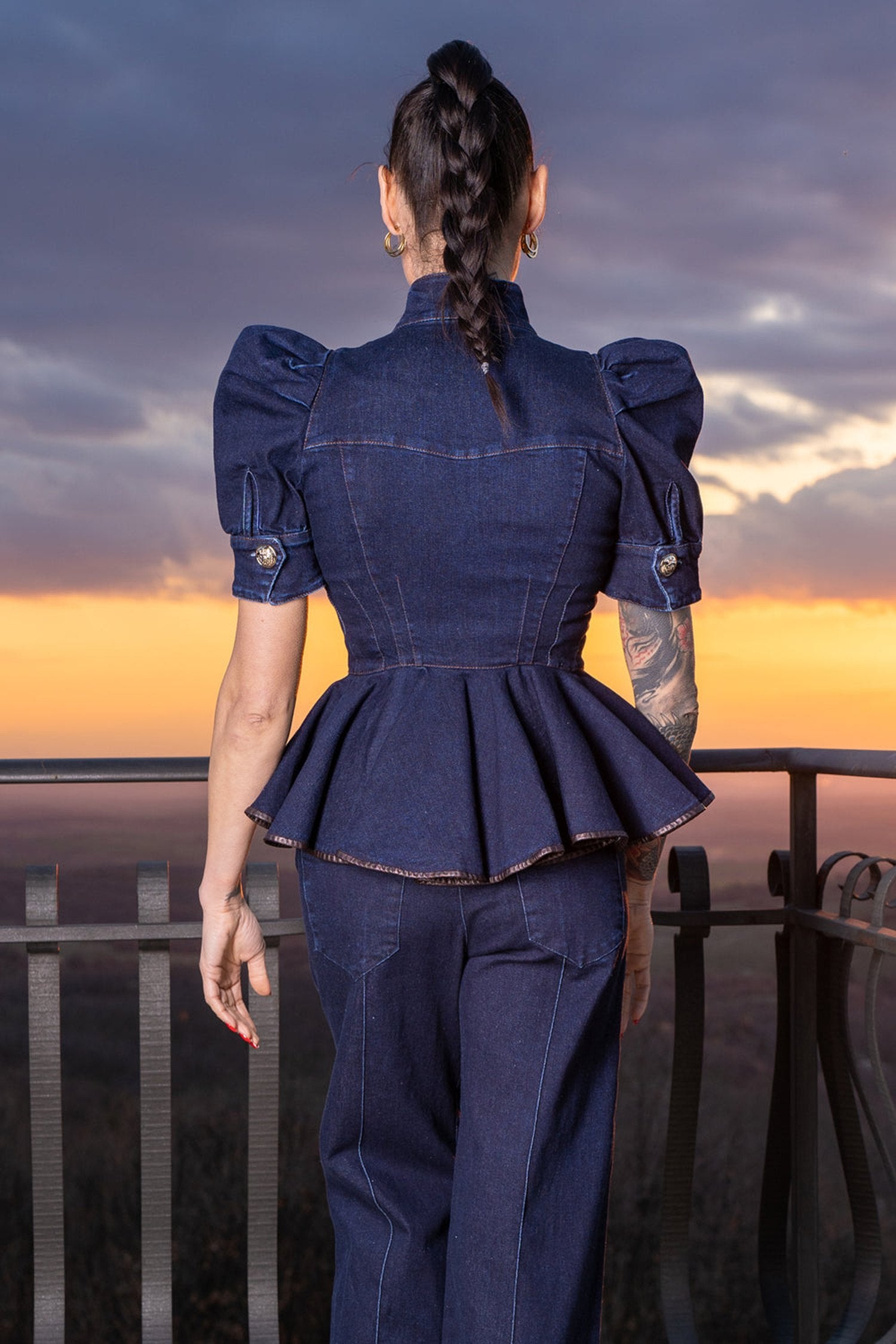 HIGH WAIST WIDE LEG DENIM PANTS - ESSENTIALS
