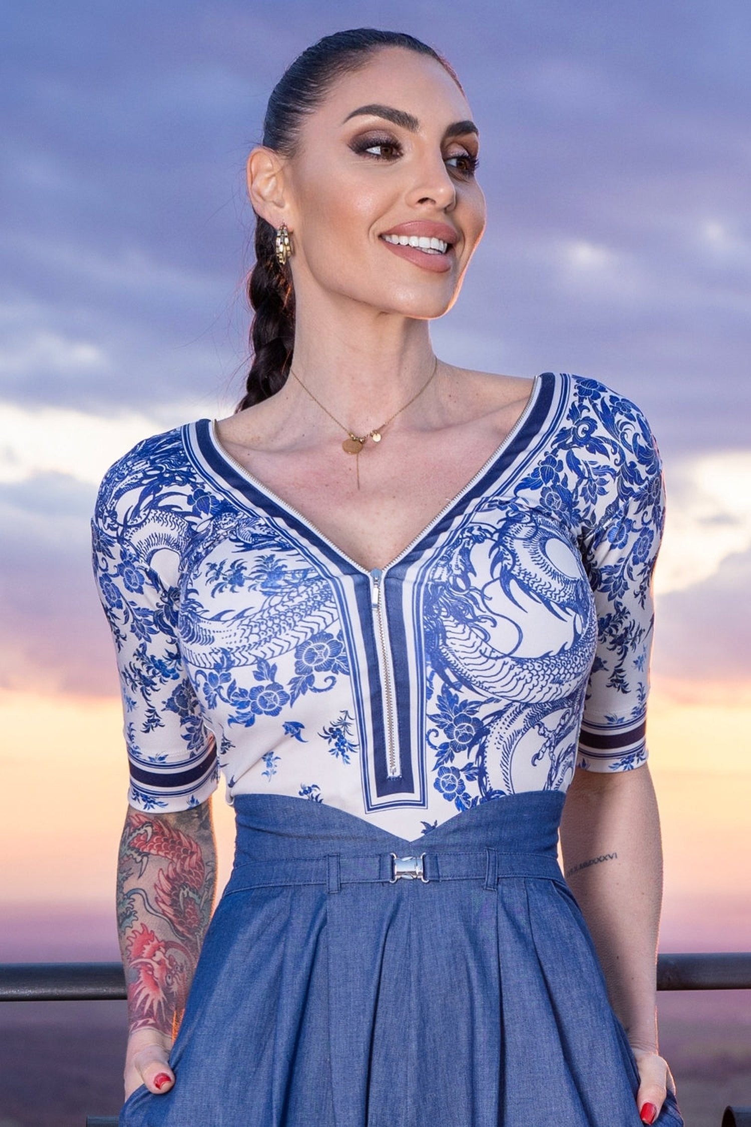 BLOUSE AVEC FERMETURE ÉCLAIR - CIEL D'ASIE