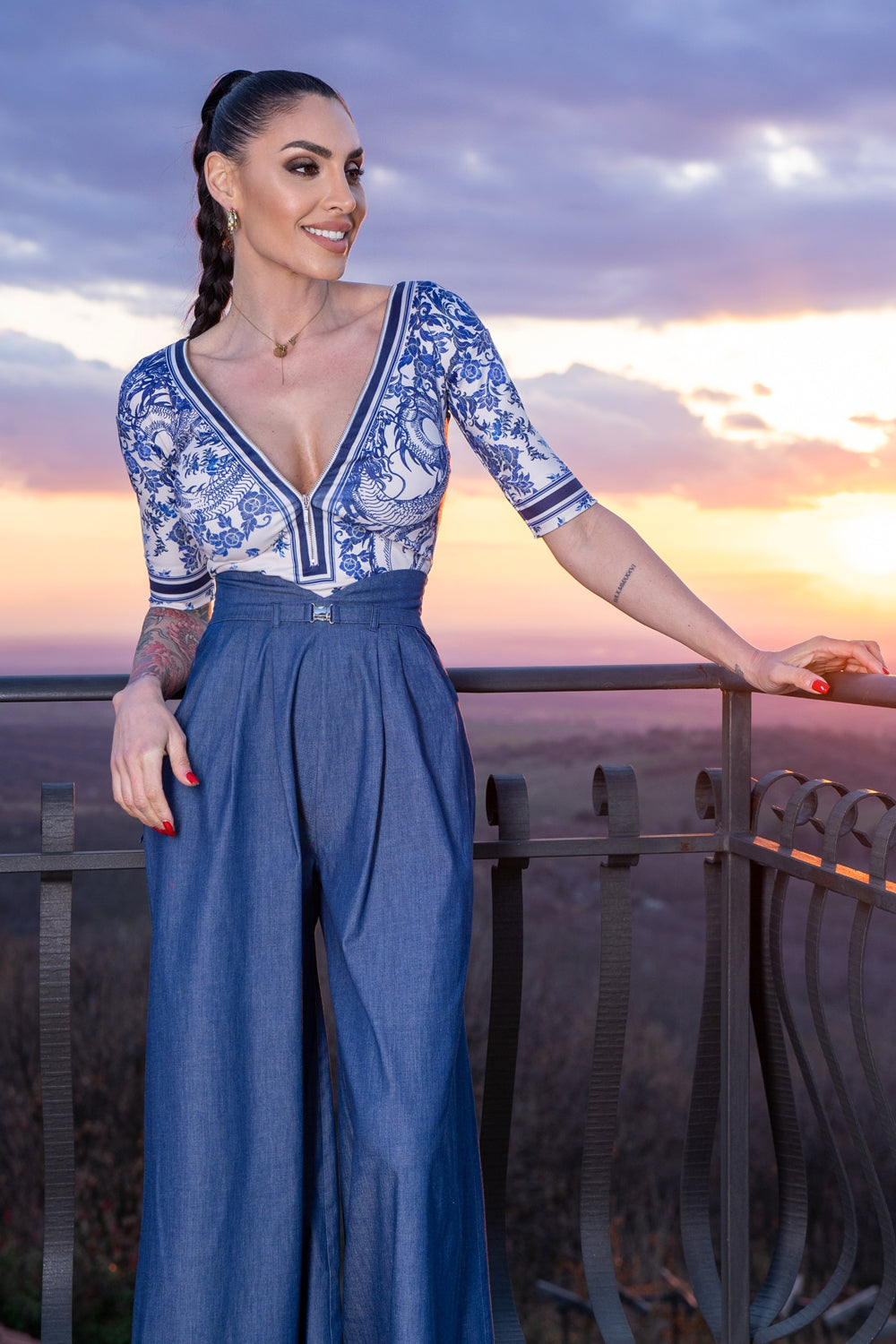BLOUSE WITH ZIP - ASIA SKY
