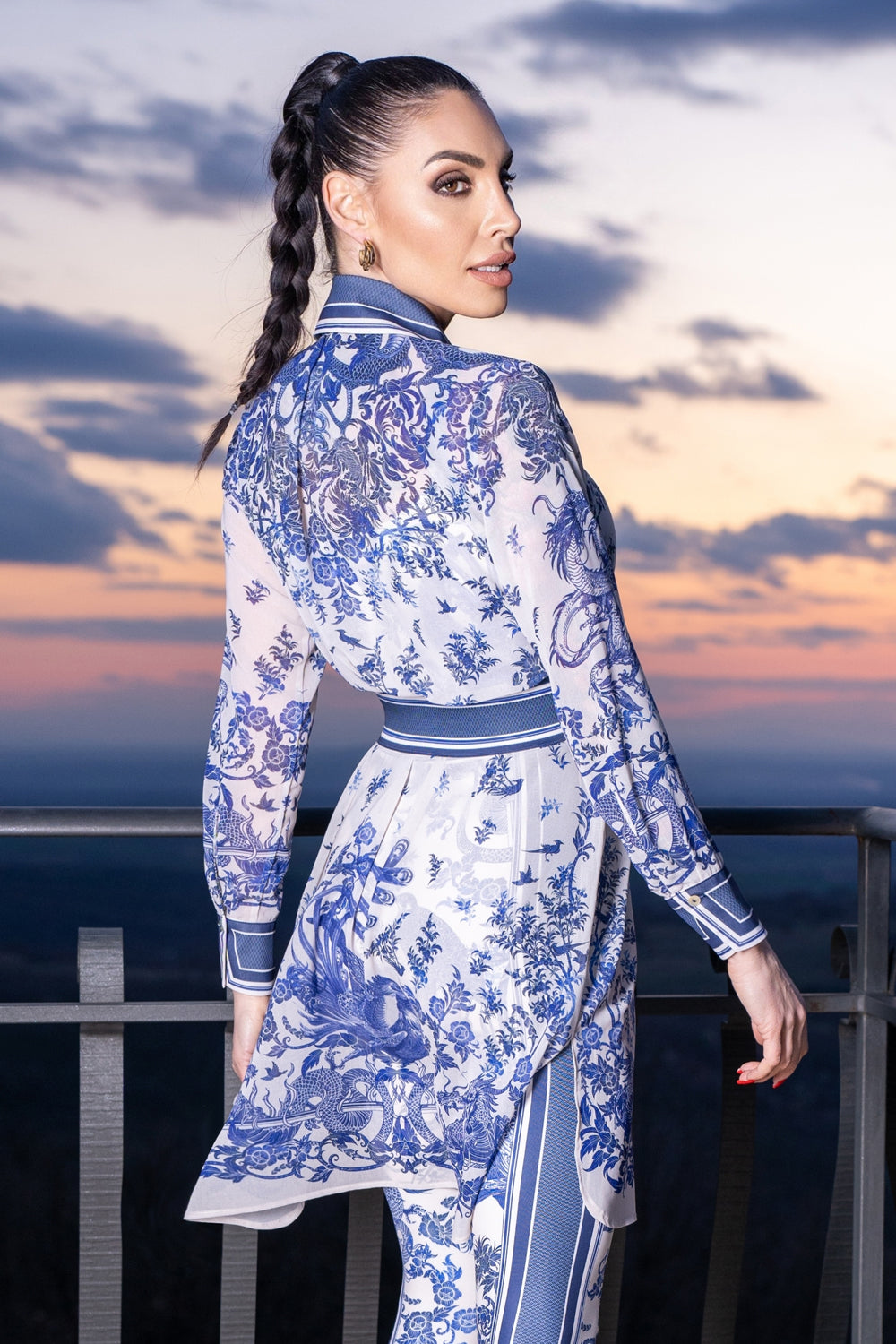 SILK VISCOSE LONG SHIRT - ASIA SKY