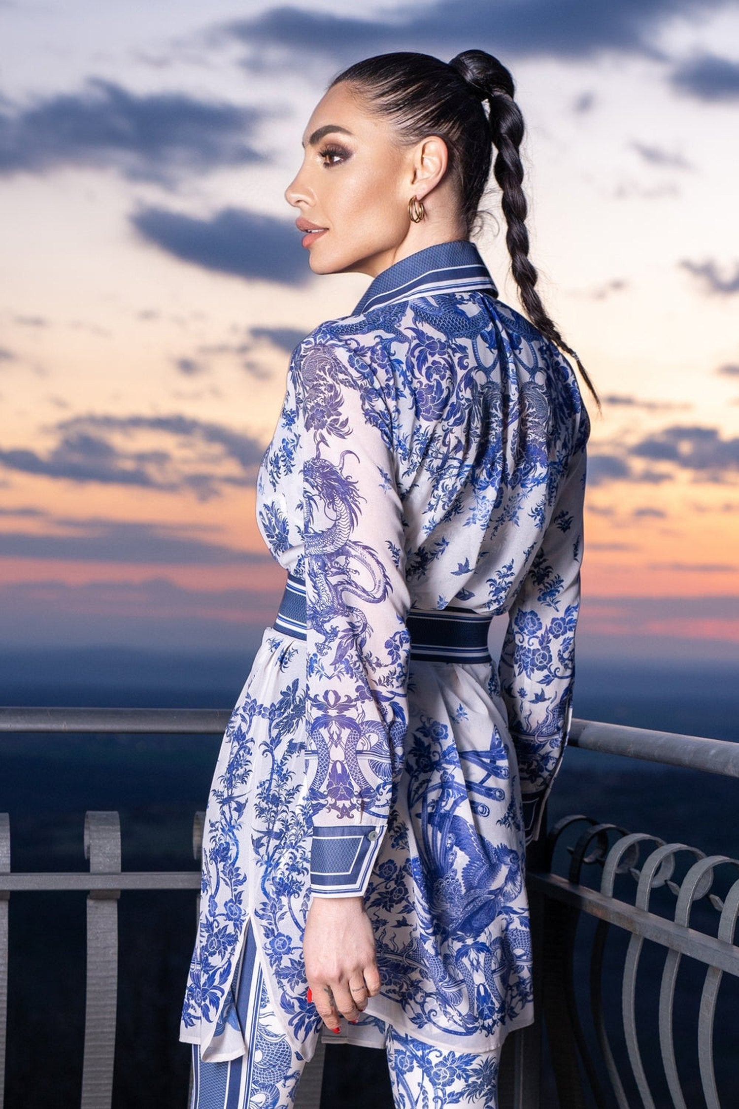 Chemise longue en viscose de soie - Asia Sky