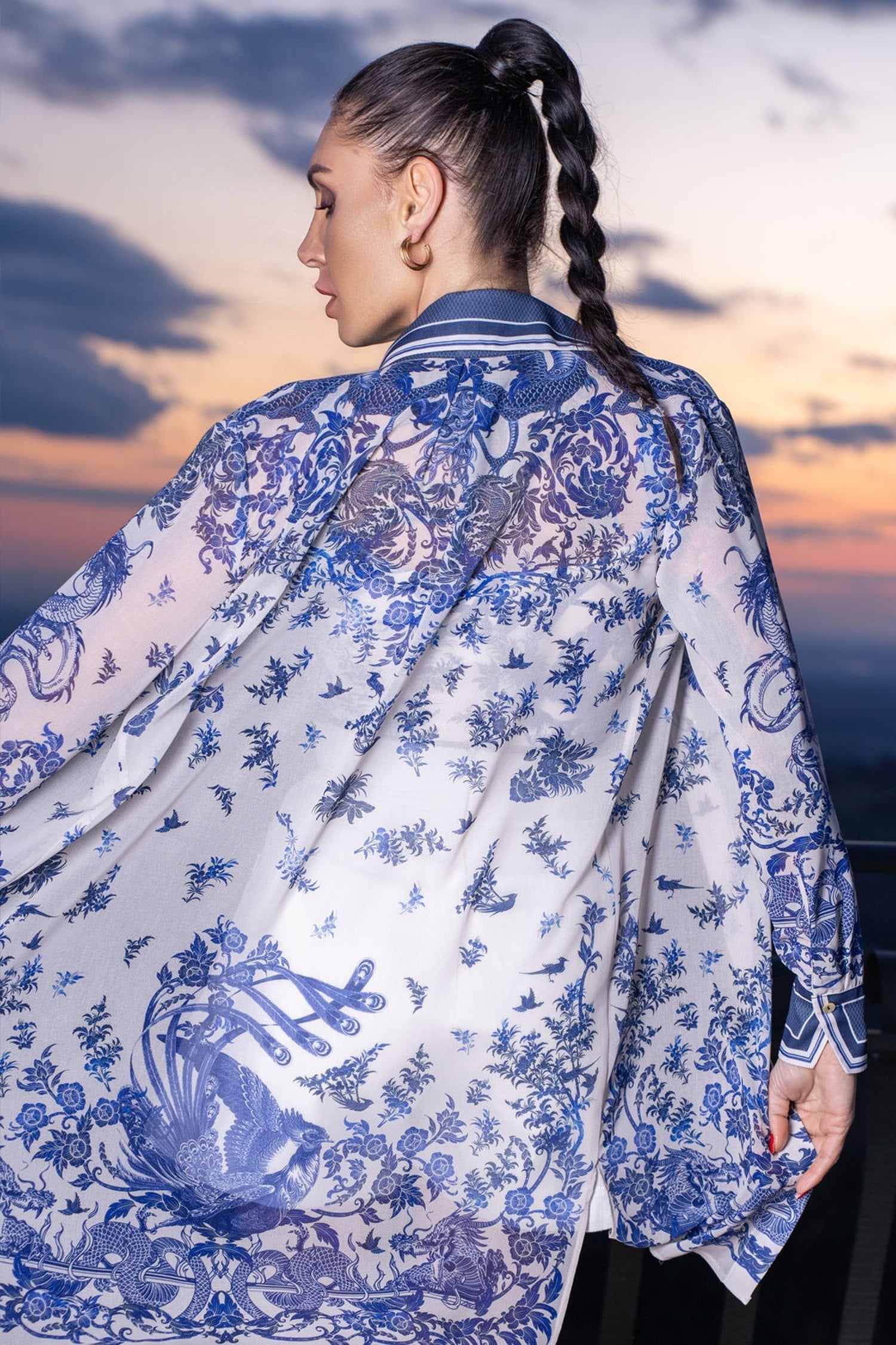 Chemise longue en viscose de soie - Asia Sky