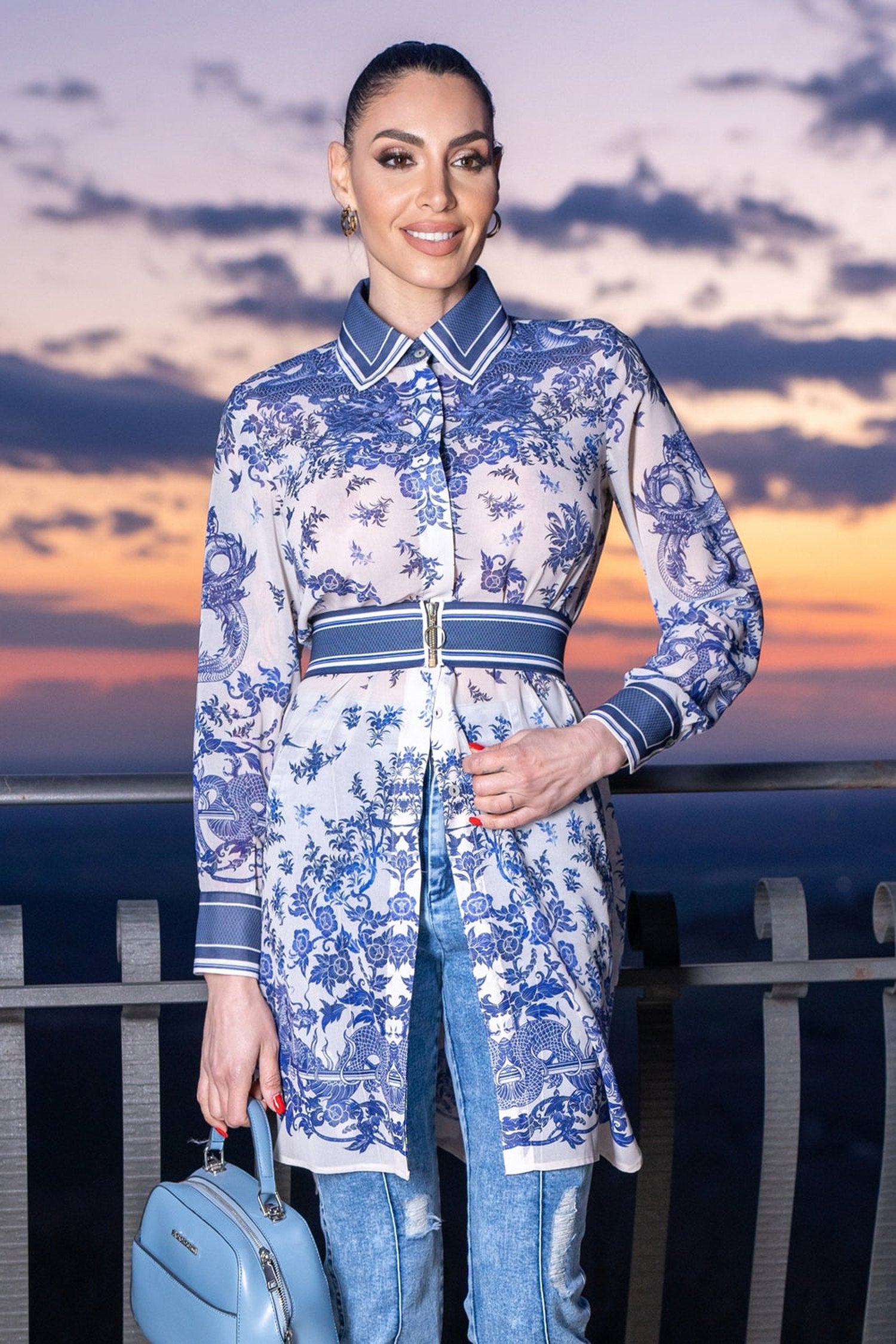 Chemise longue en viscose de soie - Asia Sky