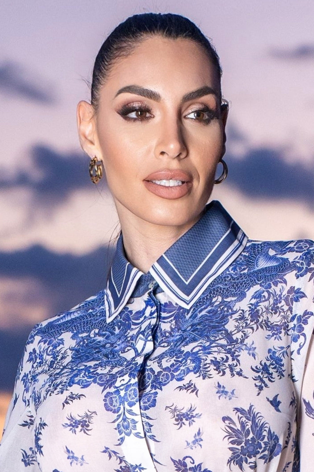 SILK VISCOSE LONG SHIRT - ASIA SKY