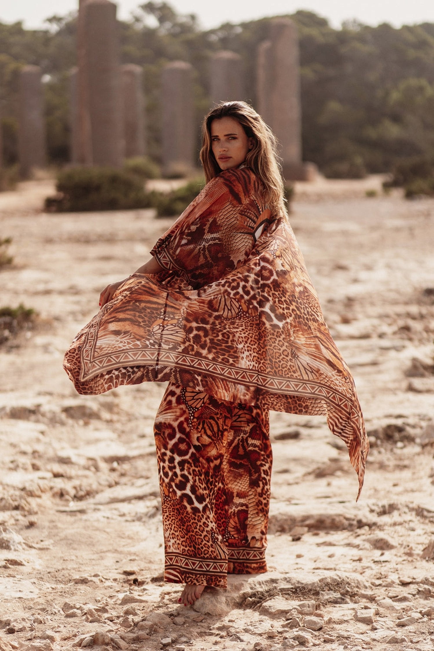 SILK COTTON KIMONO - LEO SAND