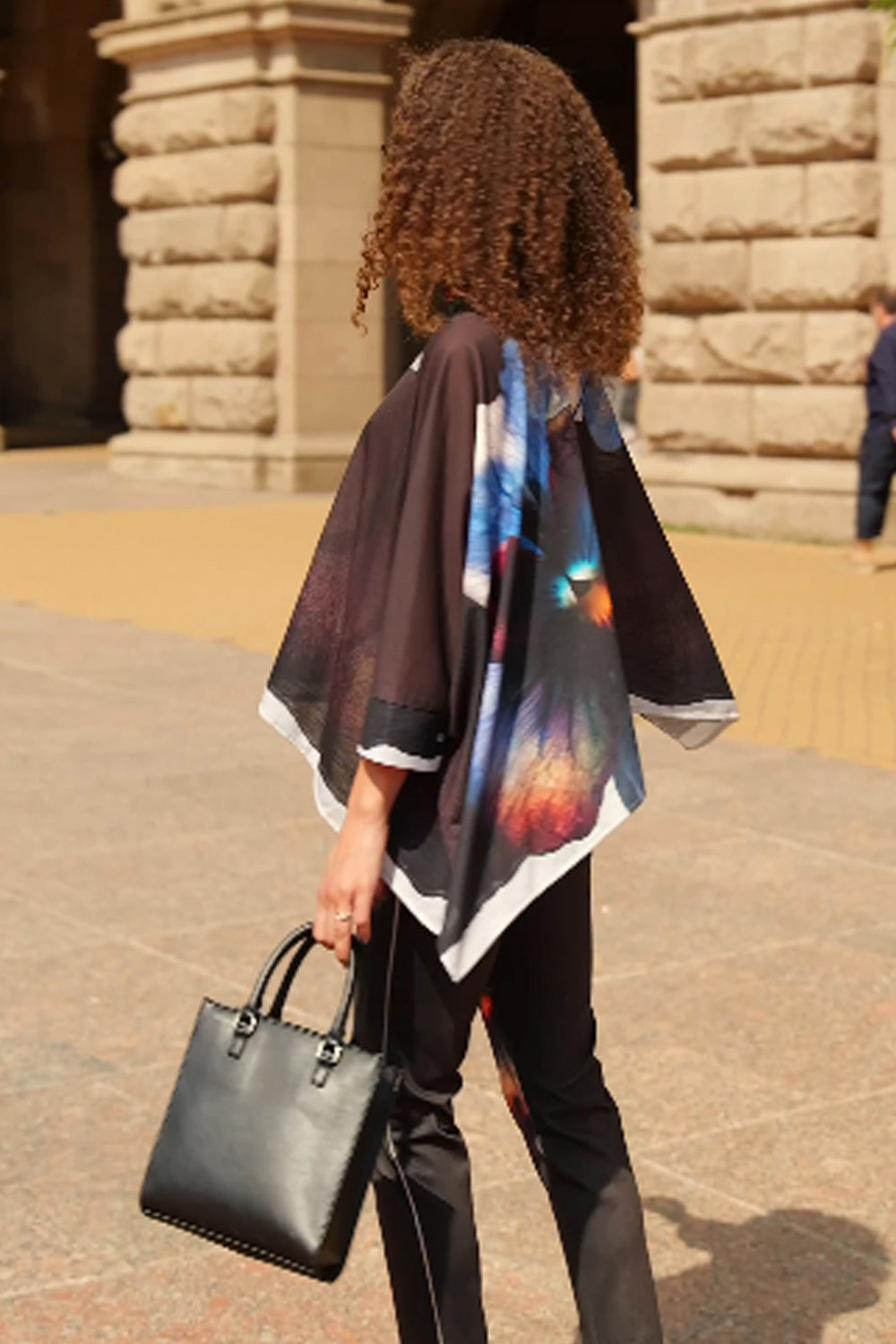 SQUARE TUNIC WITH RUFFLED COLLAR - VIOLET