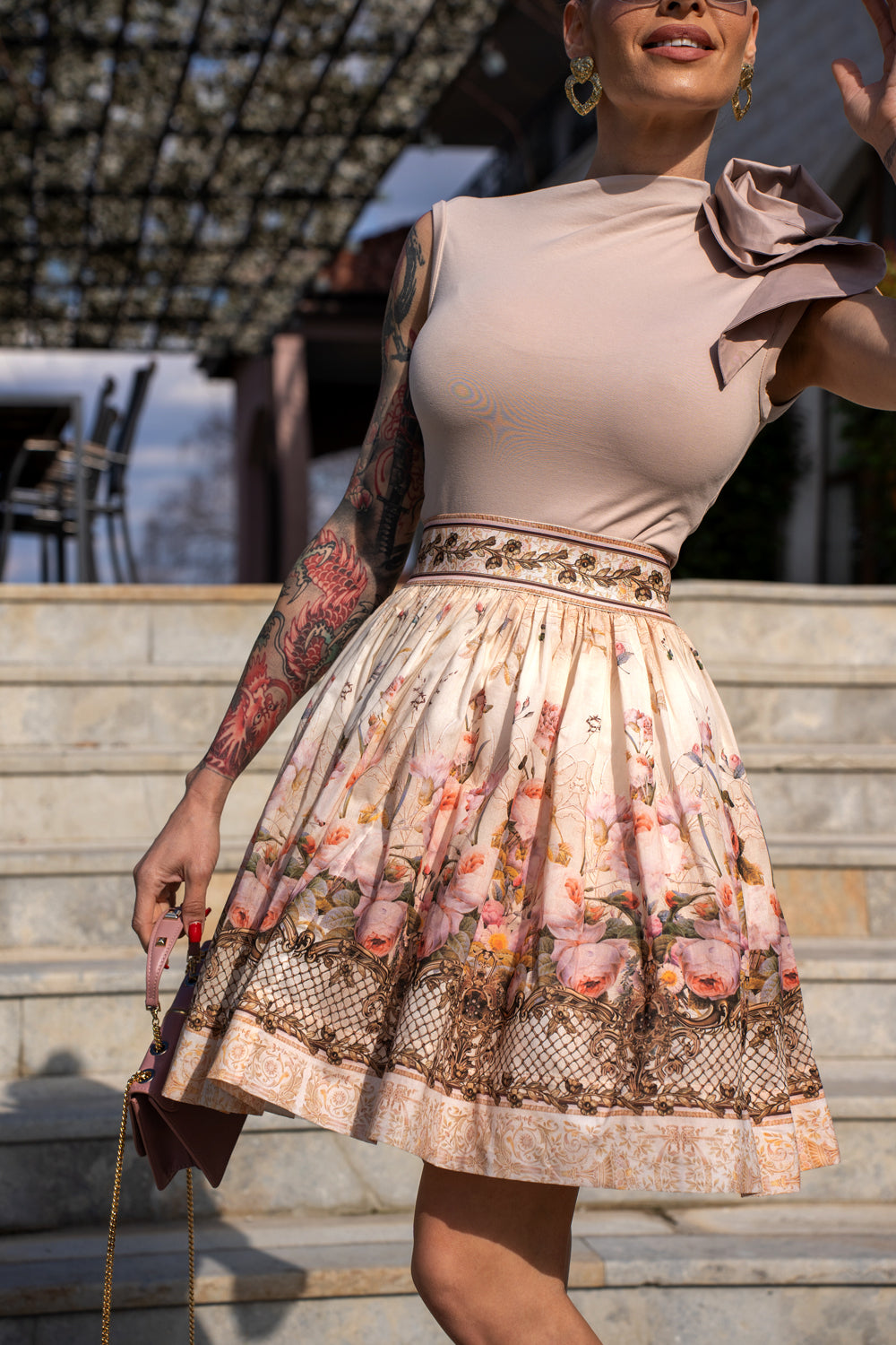 COTTON VOILE SKIRT - BAROQUE FLOWERS