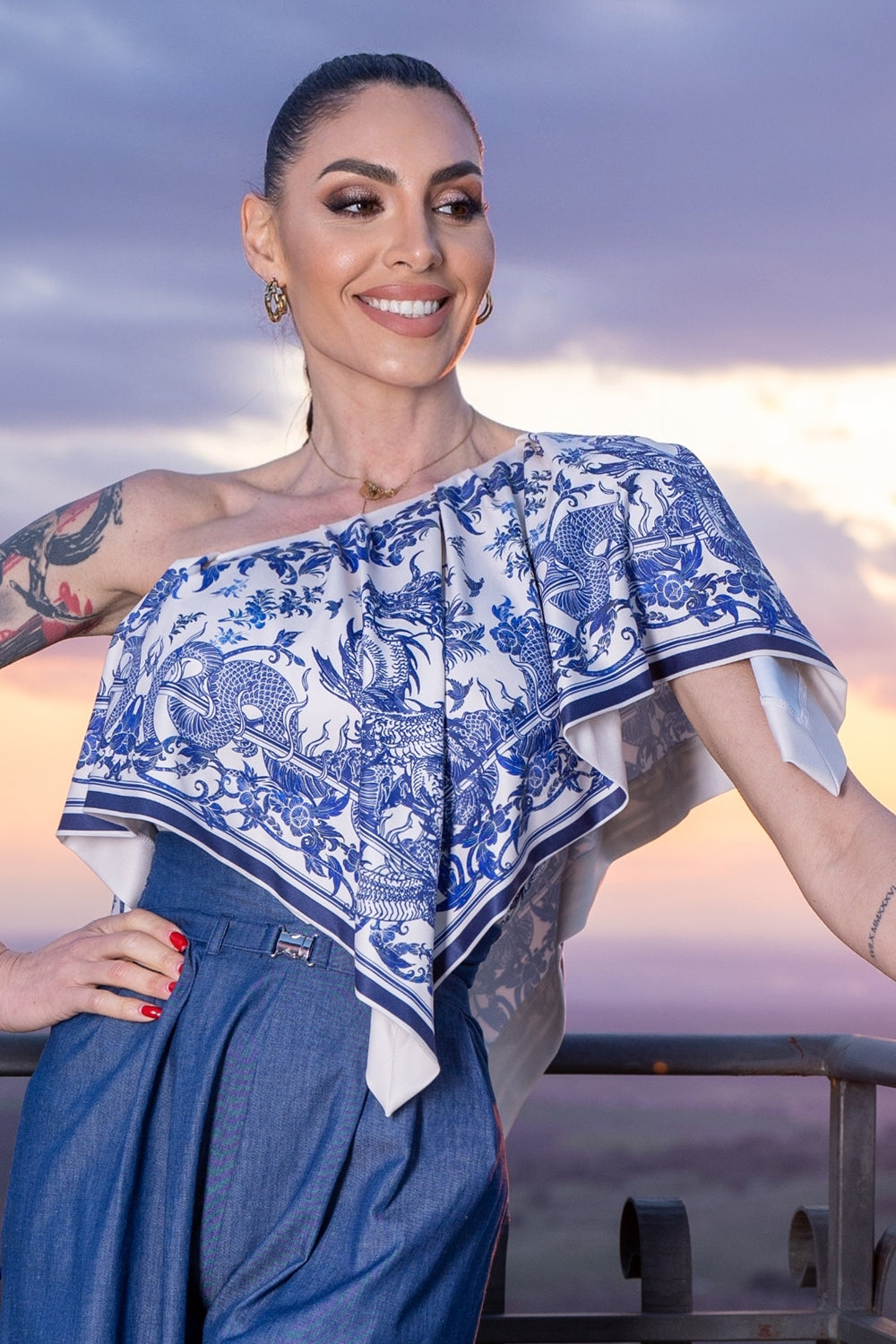 ELEGANT TOP WITH BARE SHOULDER - ASIA SKY