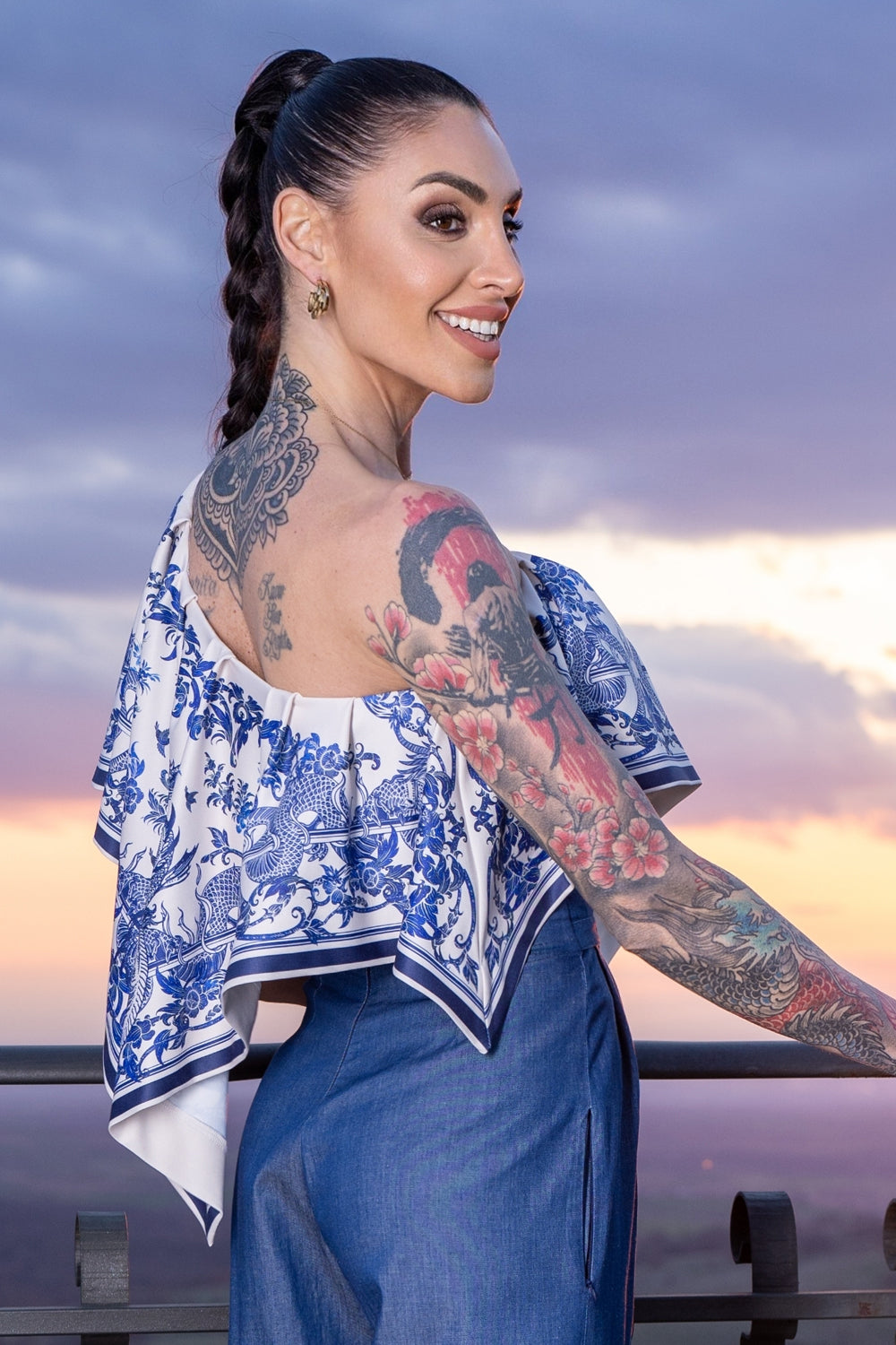 ELEGANT TOP WITH BARE SHOULDER - ASIA SKY