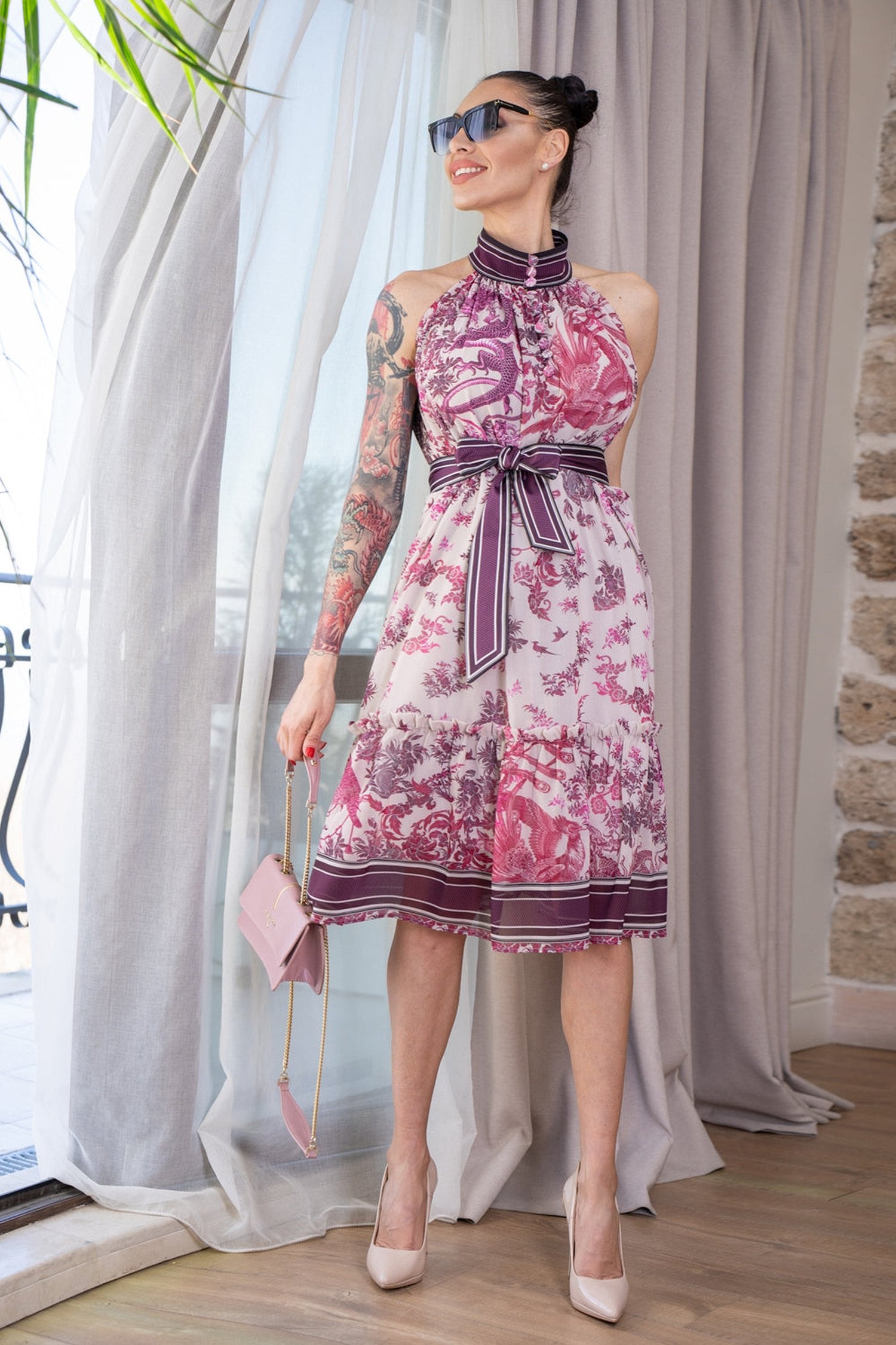 ROBE SANS MANCHES EN CHIFFON - ASIA BORDEAUX