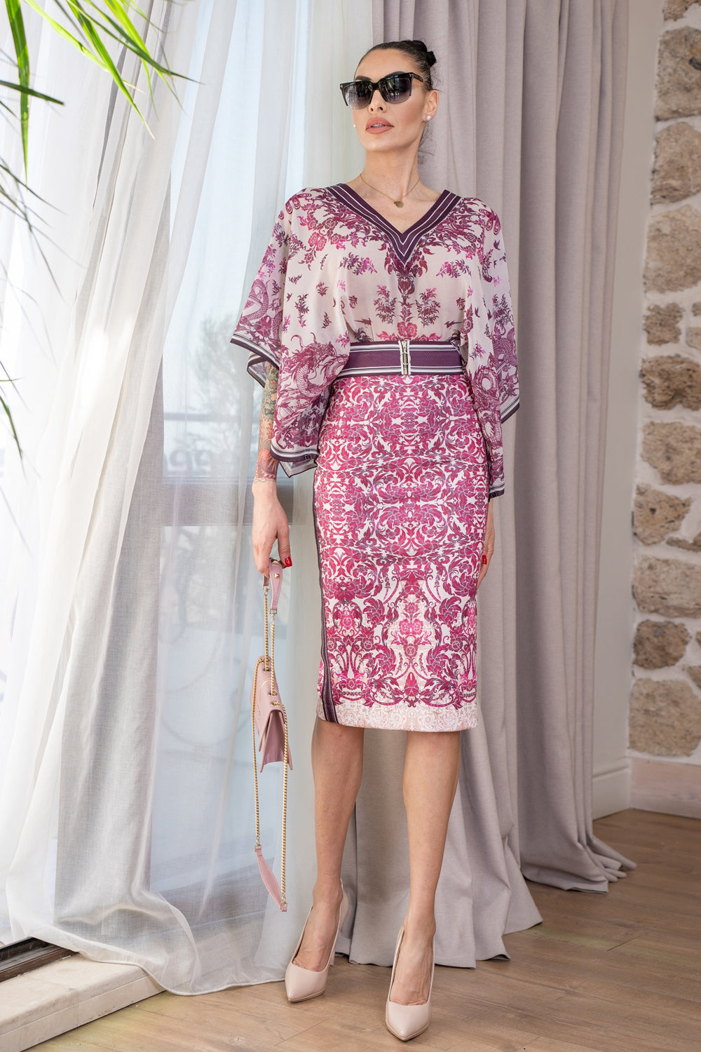 CHIFFON TUNIC - ASIA BORDEAUX