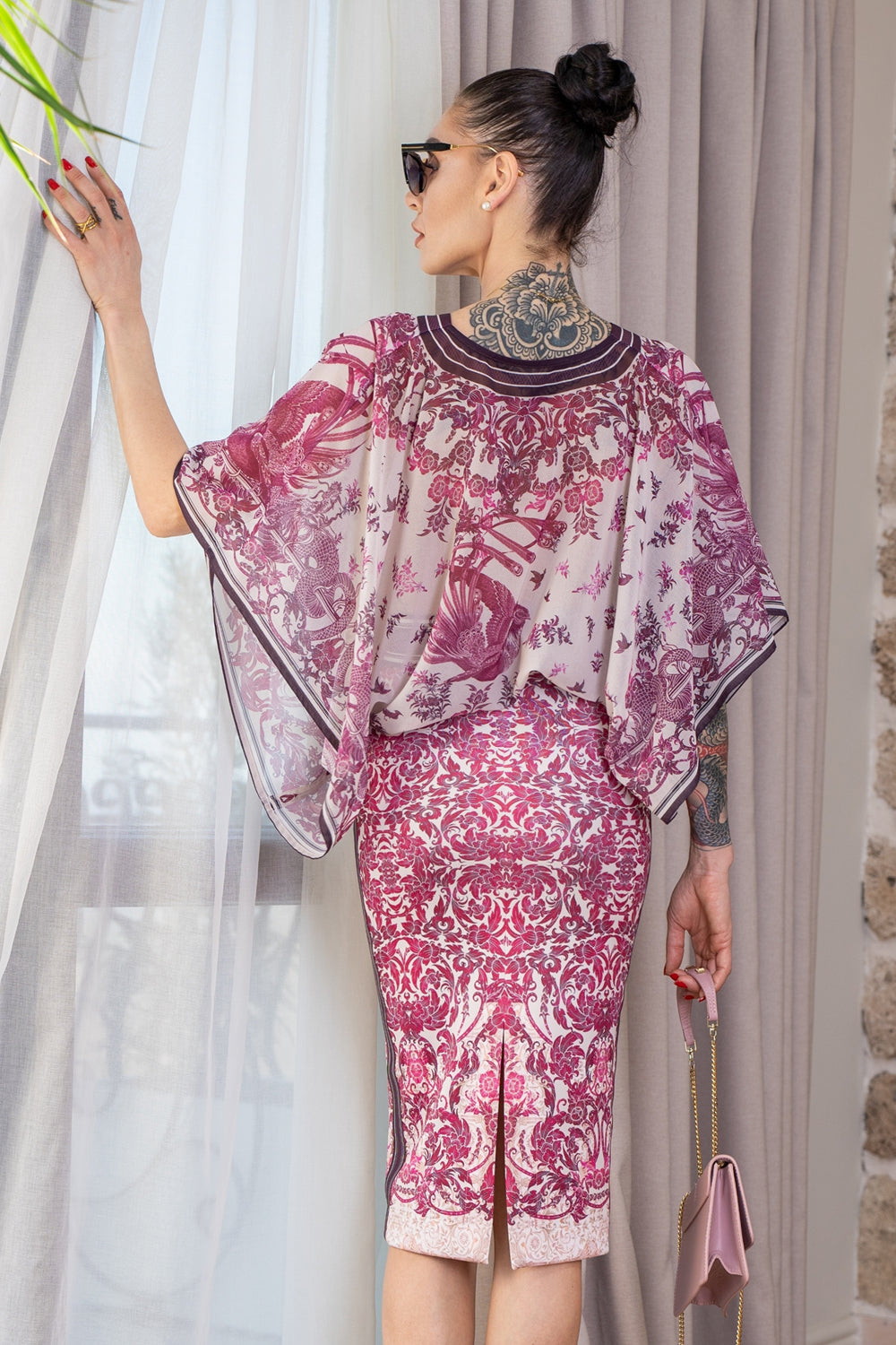 CHIFFON TUNIC - ASIA BORDEAUX