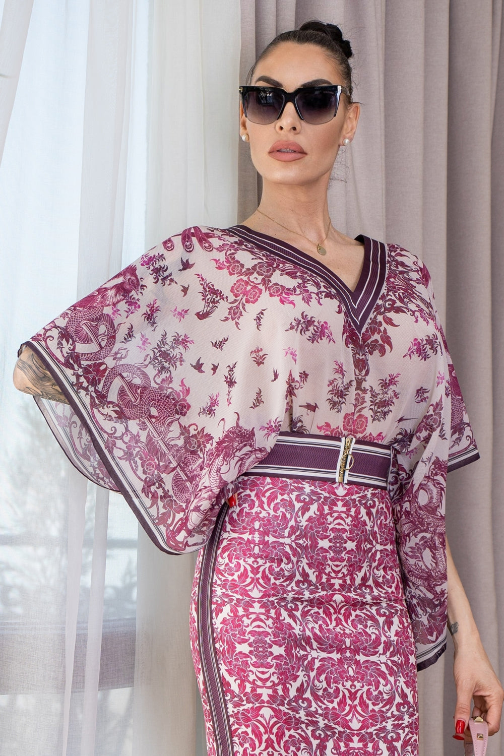 CHIFFON TUNIC - ASIA BORDEAUX