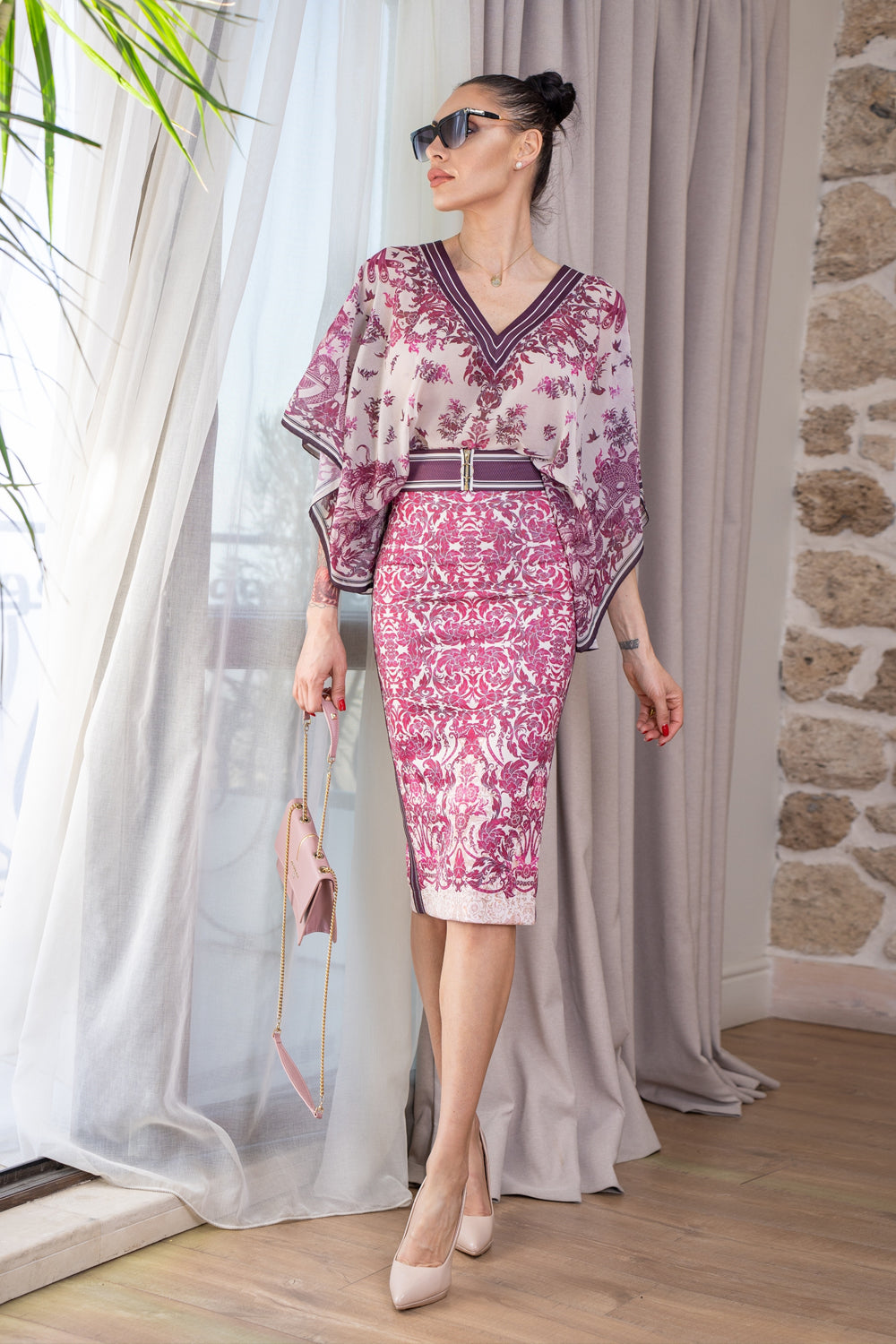 CHIFFON TUNIC - ASIA BORDEAUX