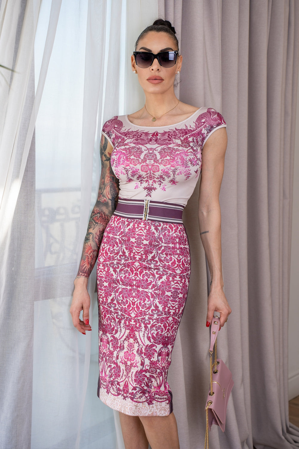 WIDE ELASTIC BELT WITH ZIPPER - ASIA BORDEAUX