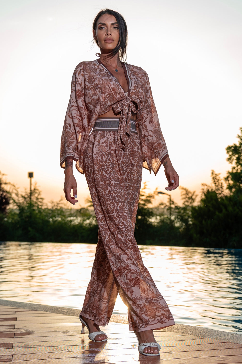 VISCOSE CROP KIMONO - ASIA BEIGE