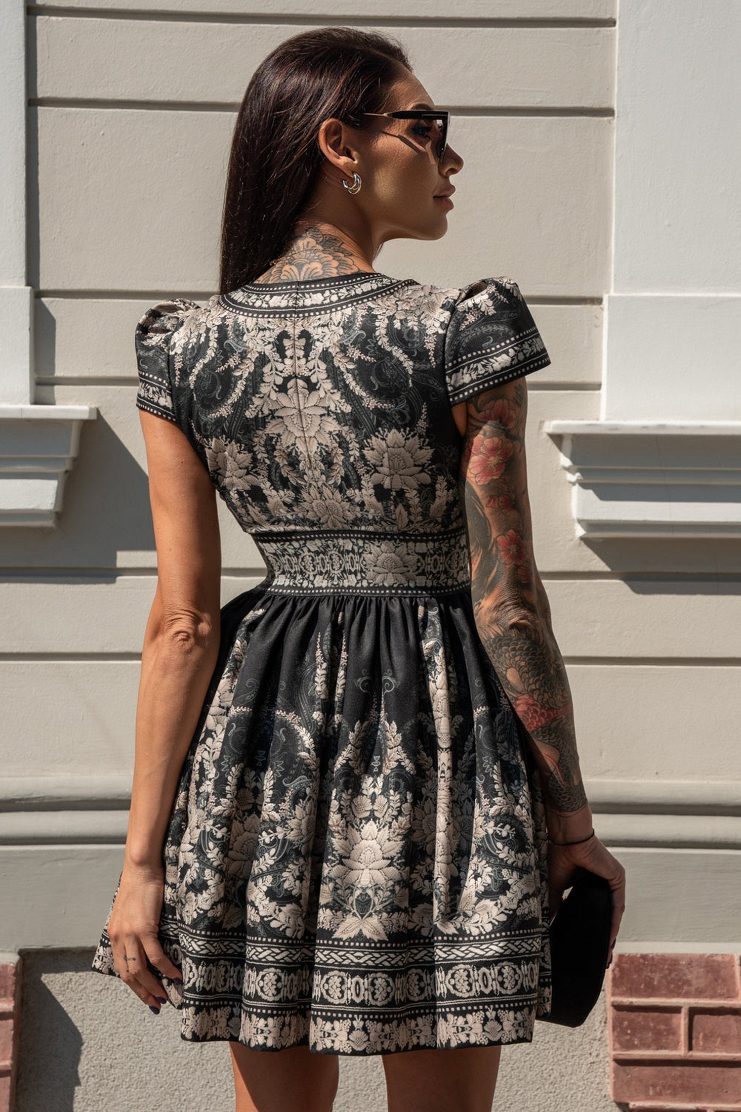 Robe genou à col en V - Lotus gelé
