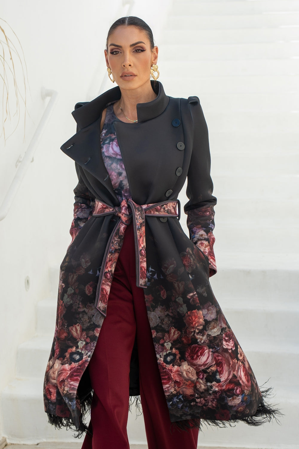 SCUBA NEOPREN COAT - VINTAGE FLOWERS JIORO ПАЛТО ОТ СКУБА НЕОПРЕН - VINTAGE FLOWERS JIORO