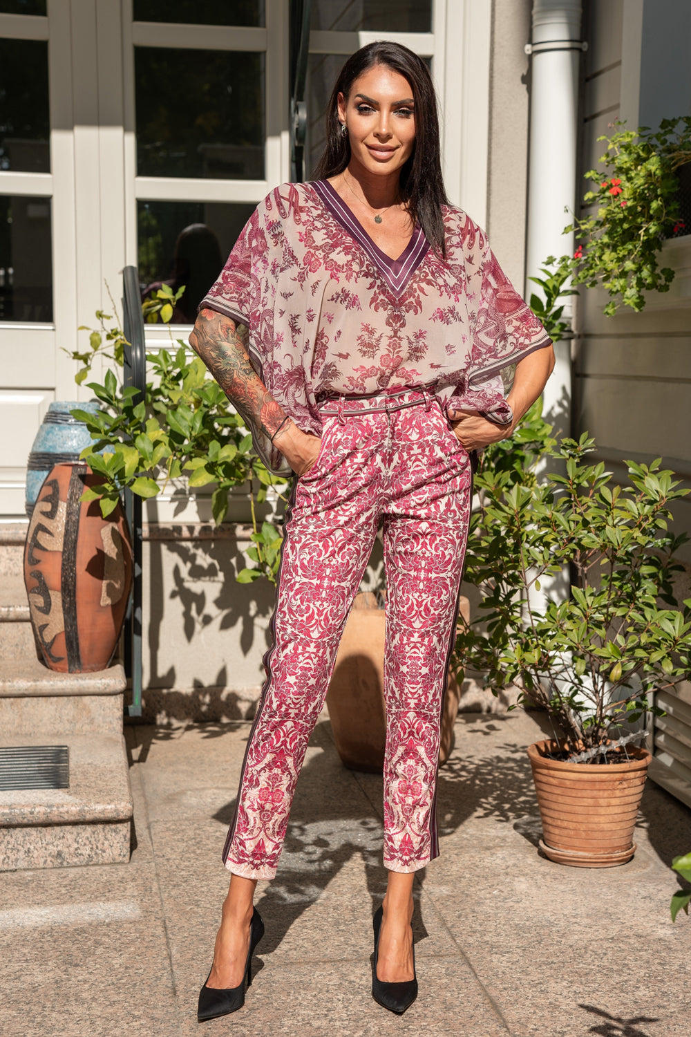 CHIFFON TUNIC - ASIA BORDEAUX