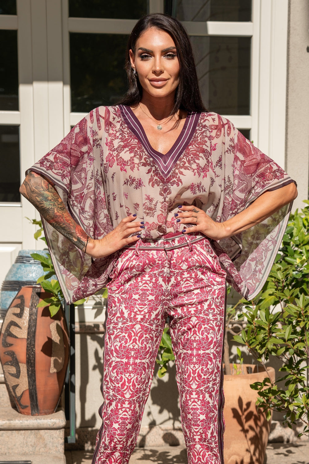 CHIFFON TUNIC - ASIA BORDEAUX