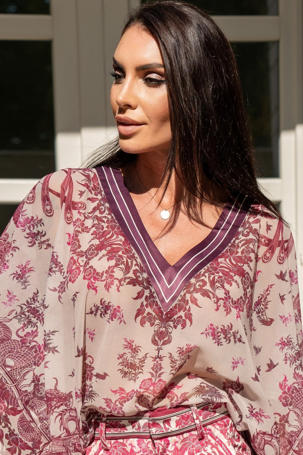 CHIFFON TUNIC - ASIA BORDEAUX