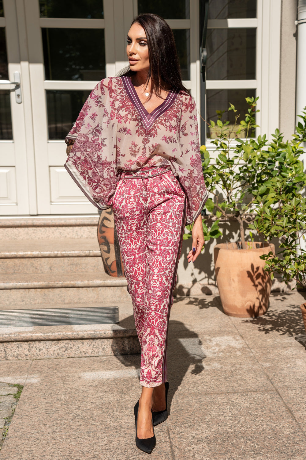 CHIFFON TUNIC - ASIA BORDEAUX
