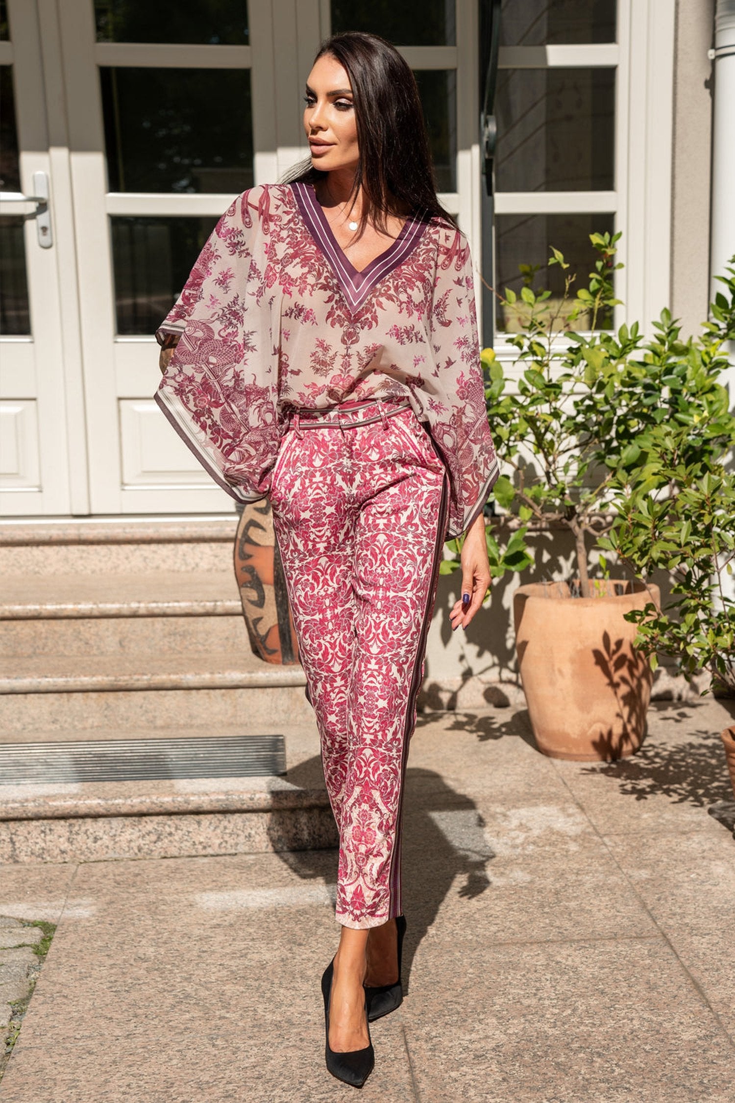 TUNIQUE EN CHIFFON - ASIE BORDEAUX