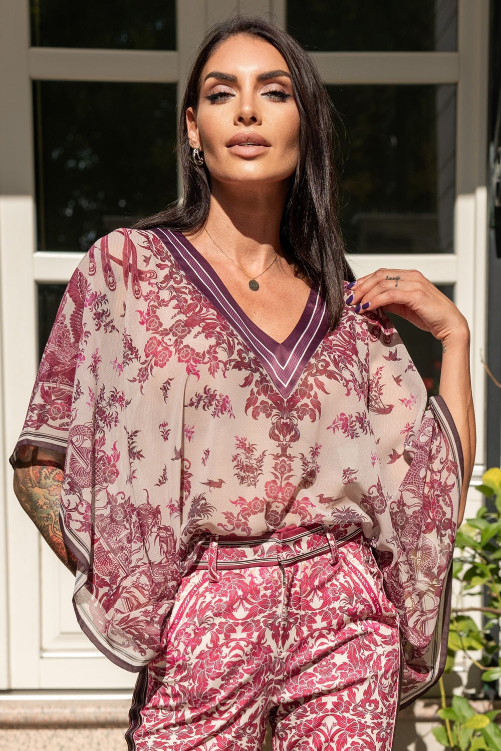 CHIFFON TUNIC - ASIA BORDEAUX