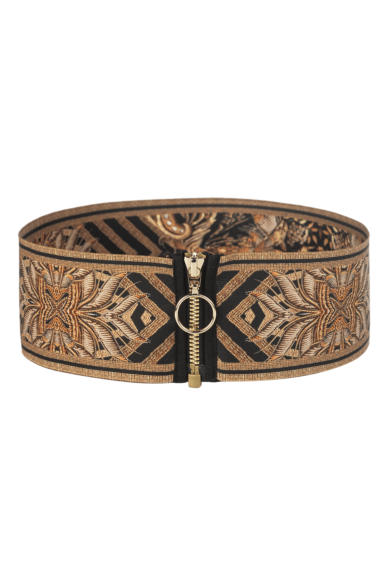 CEINTURE ÉLASTIQUE LARGE AVEC FERMETURE ÉCLAIR - RAYURES DORÉES