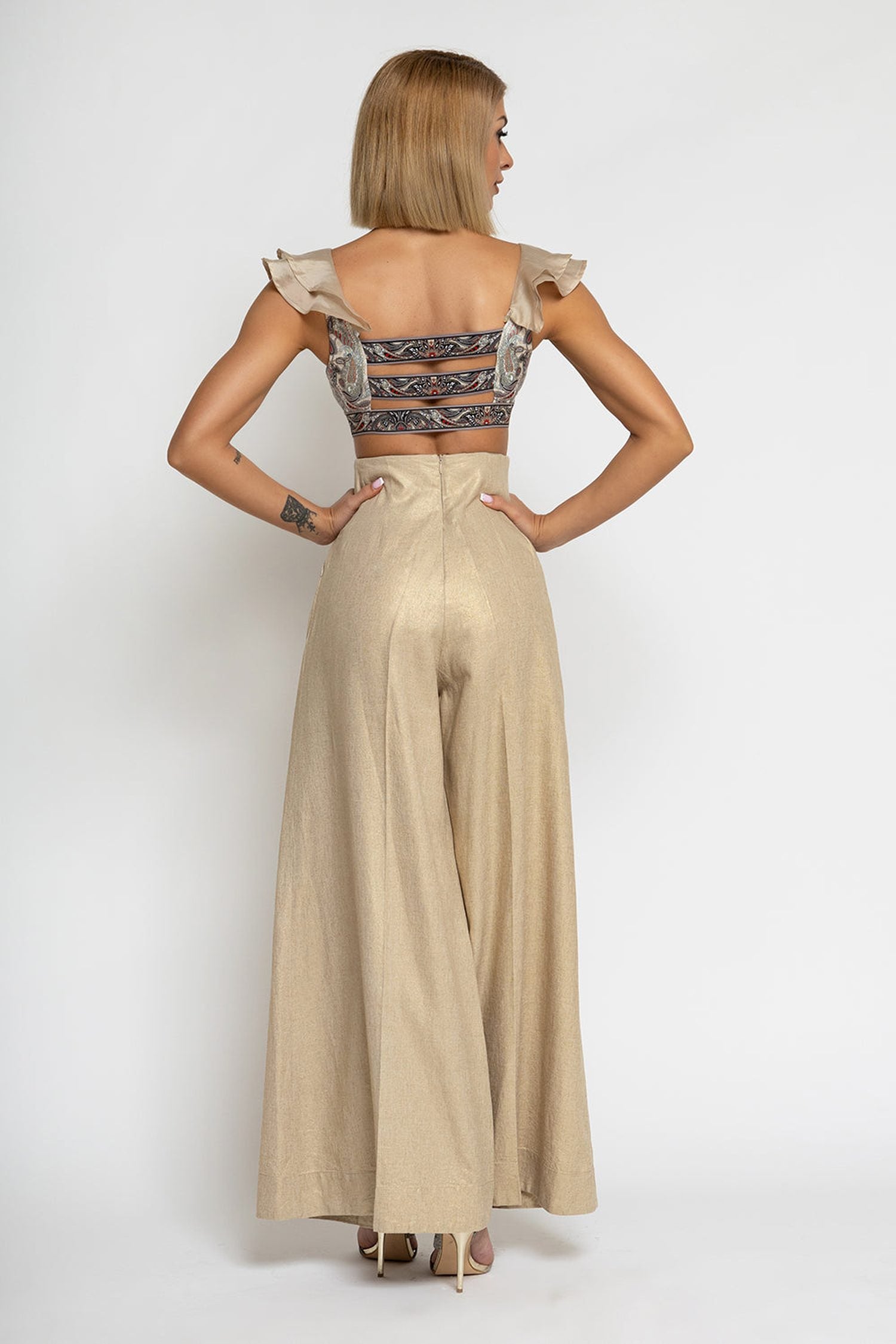 HIGH WAIST WIDE LEG LINEN PANTS - ESSENTIALS
