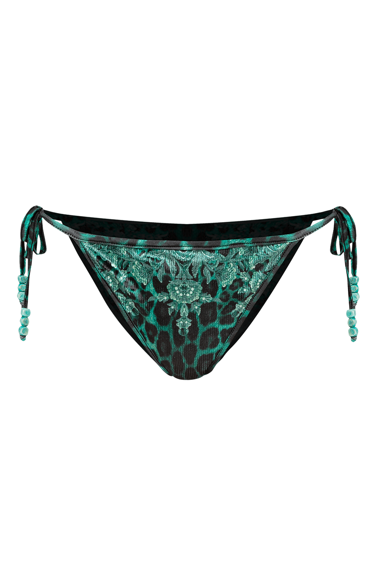 BAS DE MAILLOT DE BAIN VELOURS - LÉOPARD VERT NÉON