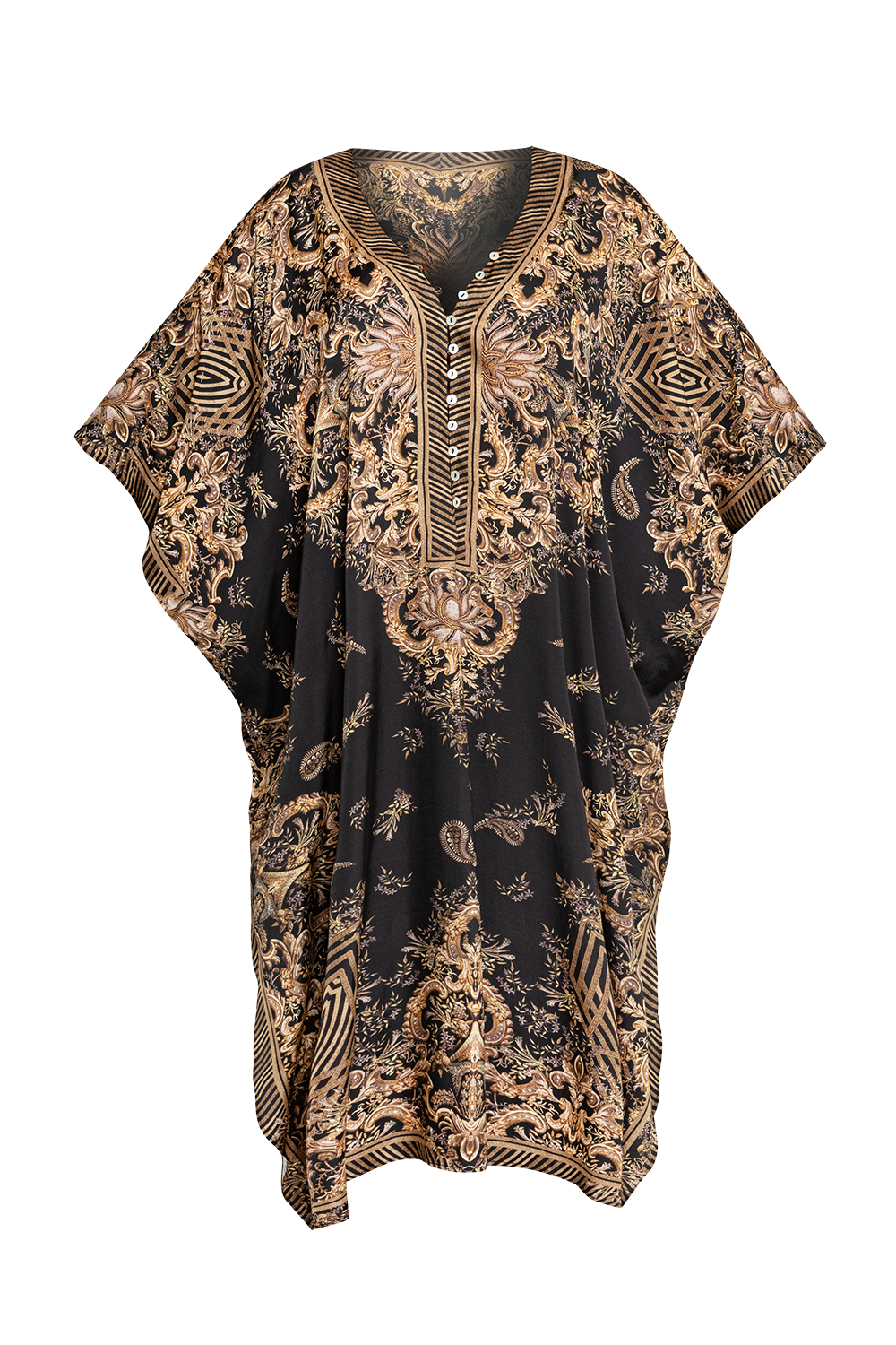SATIN VISCOSE CAFTAN - GOLDEN STRIPES