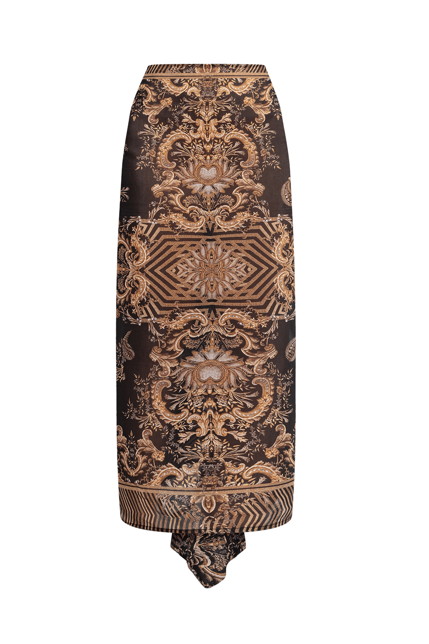 ENSEMBLE PAREO ET ÉCHARPE EN VISCOSE DE SOIE - RAYURES DORÉES