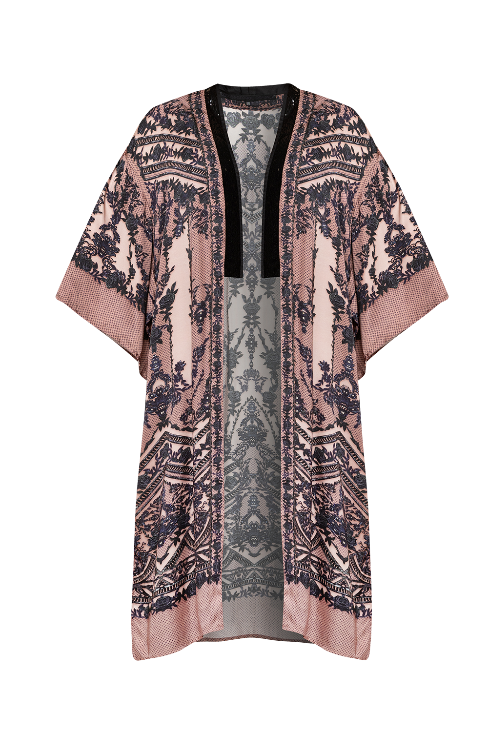 LUXURY SATIN VISCOSE KIMONO - GRAFFITI POWDER