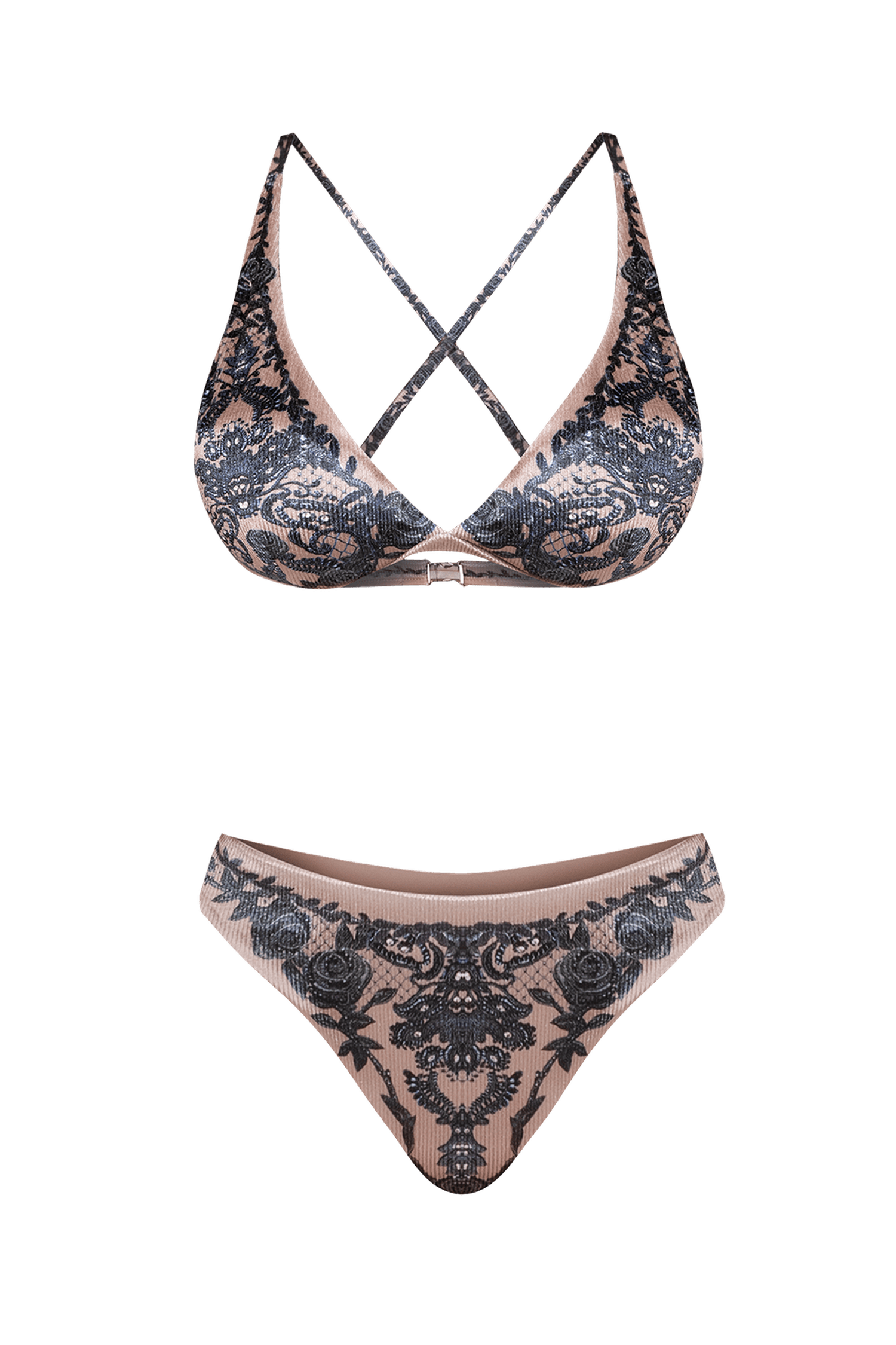 MAILLOT DE BAIN BIKINI EN VELOURS CÔTELÉ - POUDRE GRAFFITI
