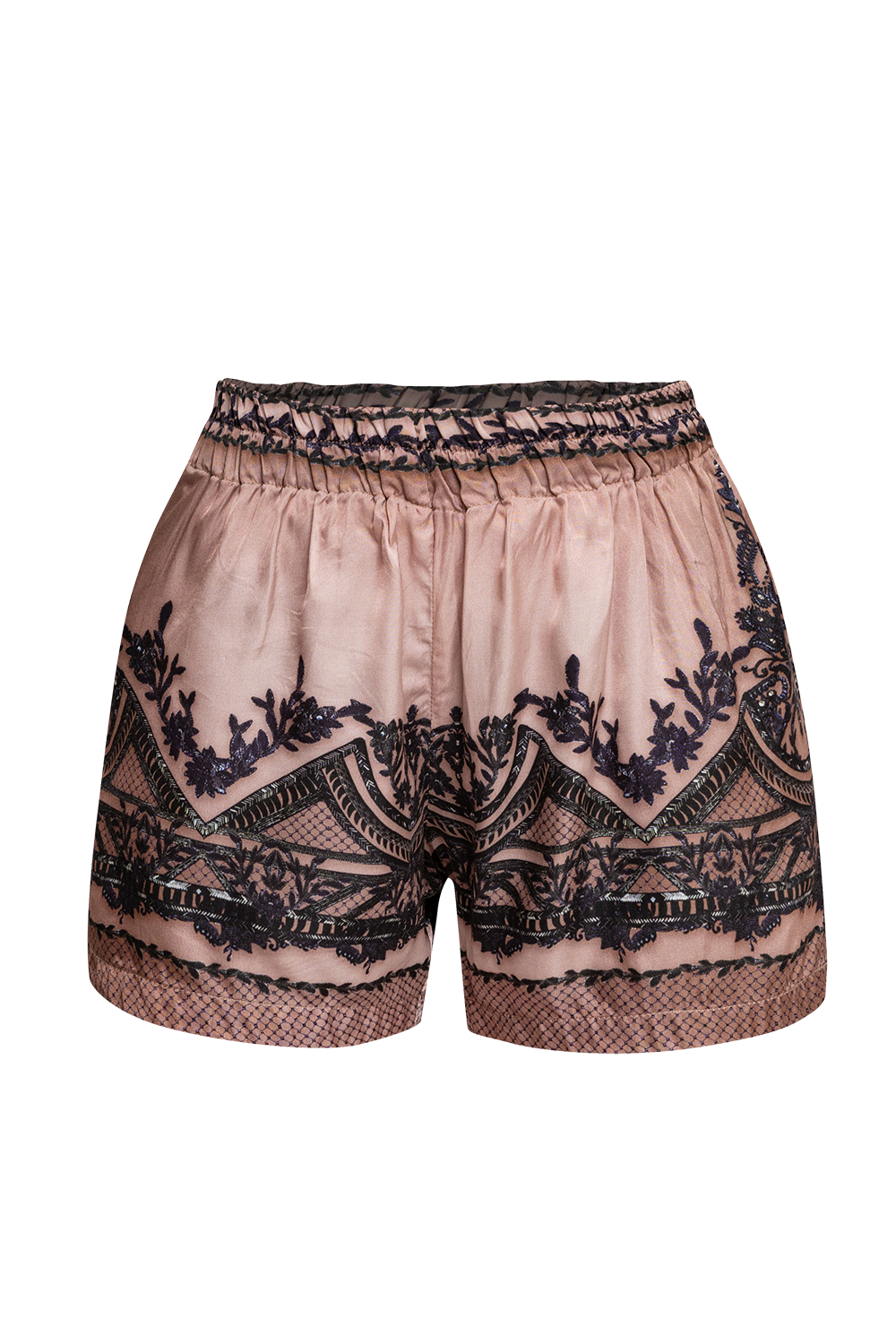 WOMEN'S SATIN VISCOSE SHORTS - GRAFFITI POWDER