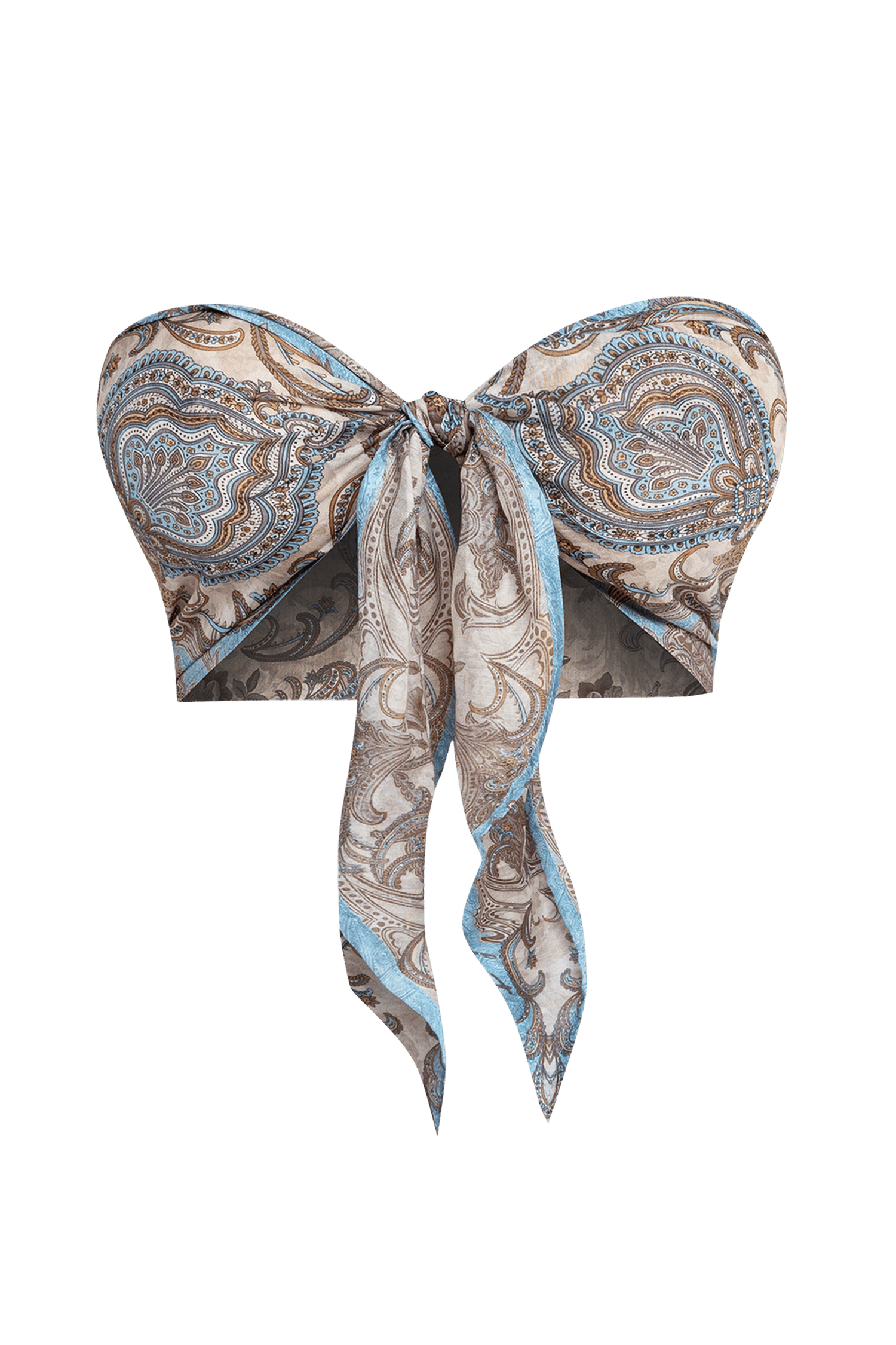 Ensemble paréo et écharpe en coton soyeux - Ciel paisley