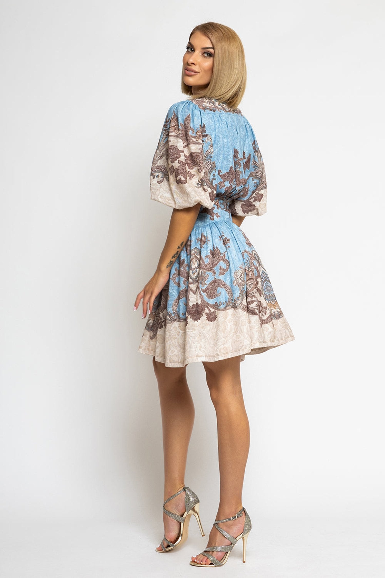 ROBE AVEC MANCHES VOLUMINEUSES - CIEL PAISLEY