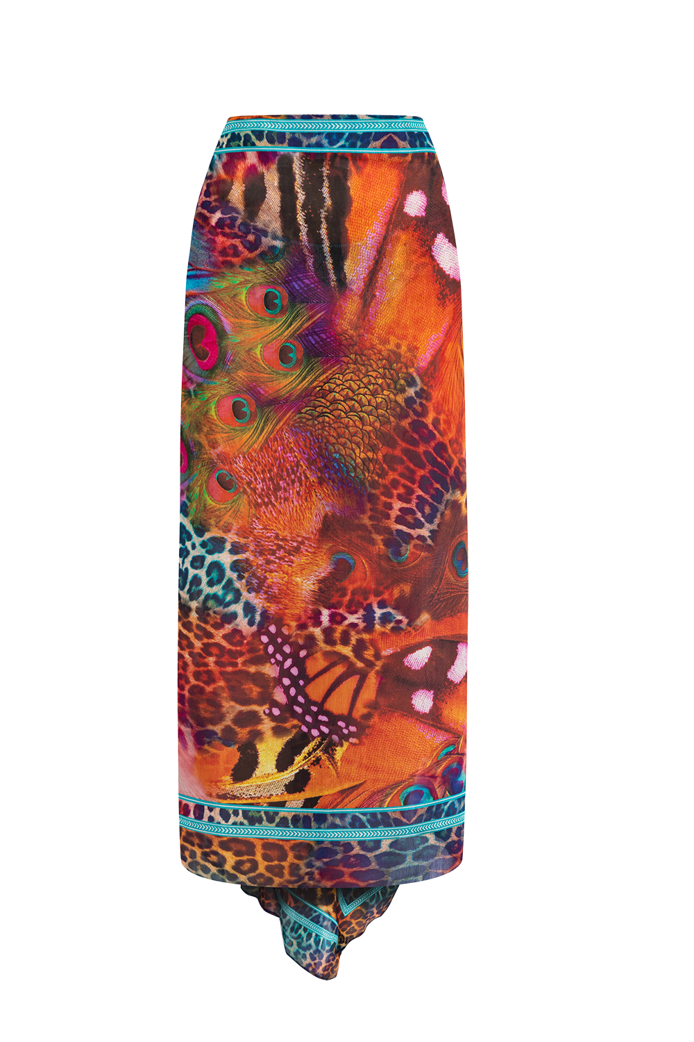 SILK AND COTTON PAREO AND SCARF SET - LEO NEON WILD
