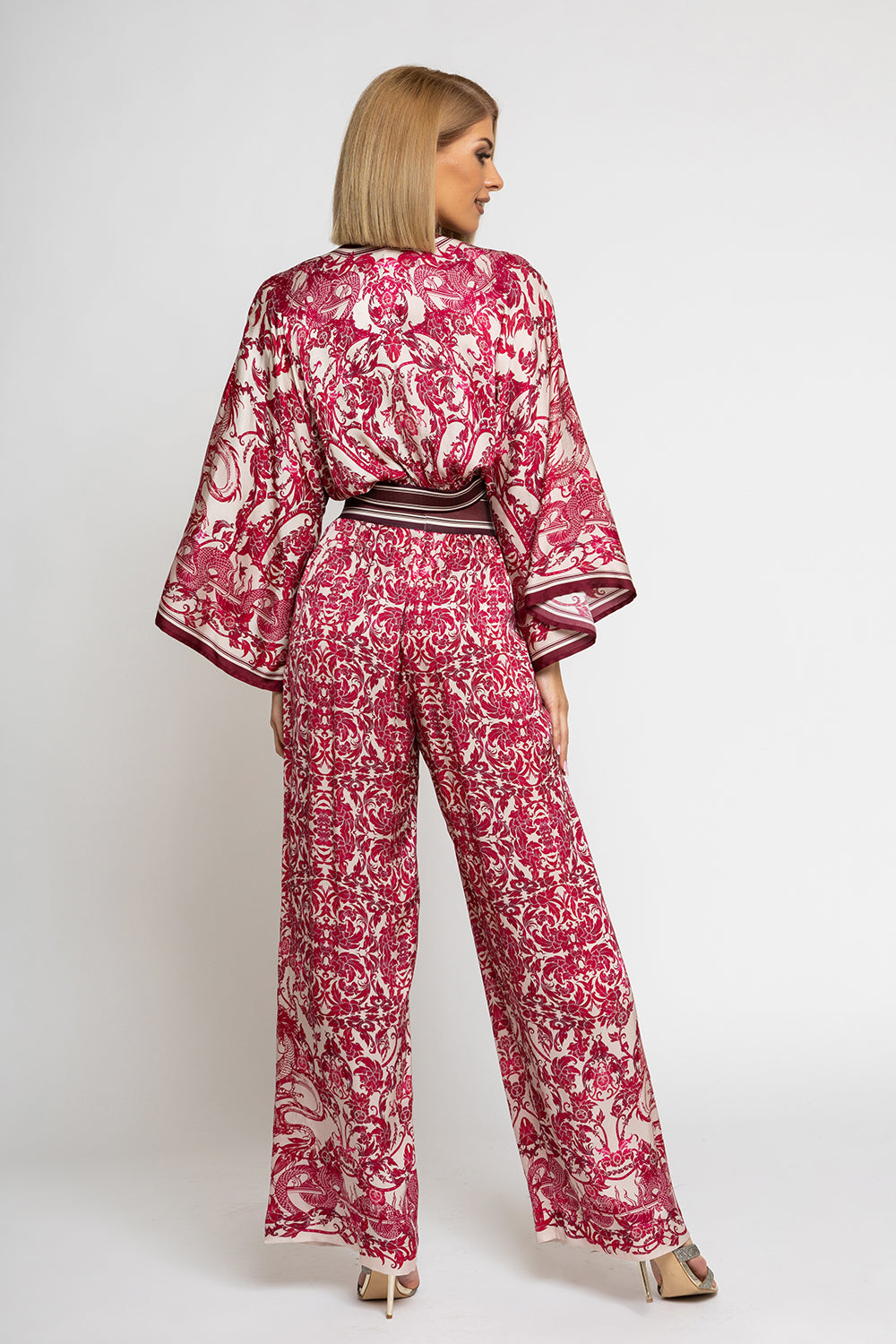 VISCOSE CROP KIMONO - ASIA BORDEAUX
