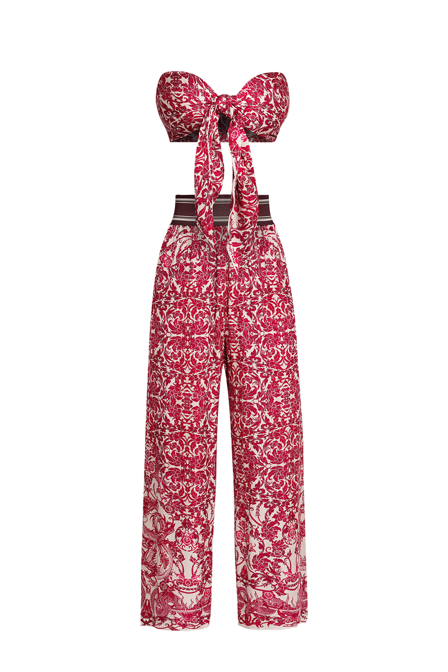 ENSEMBLE PANTALON AMPLE ET ÉCHARPE EN VISCOSE - ASIA BORDEAUX