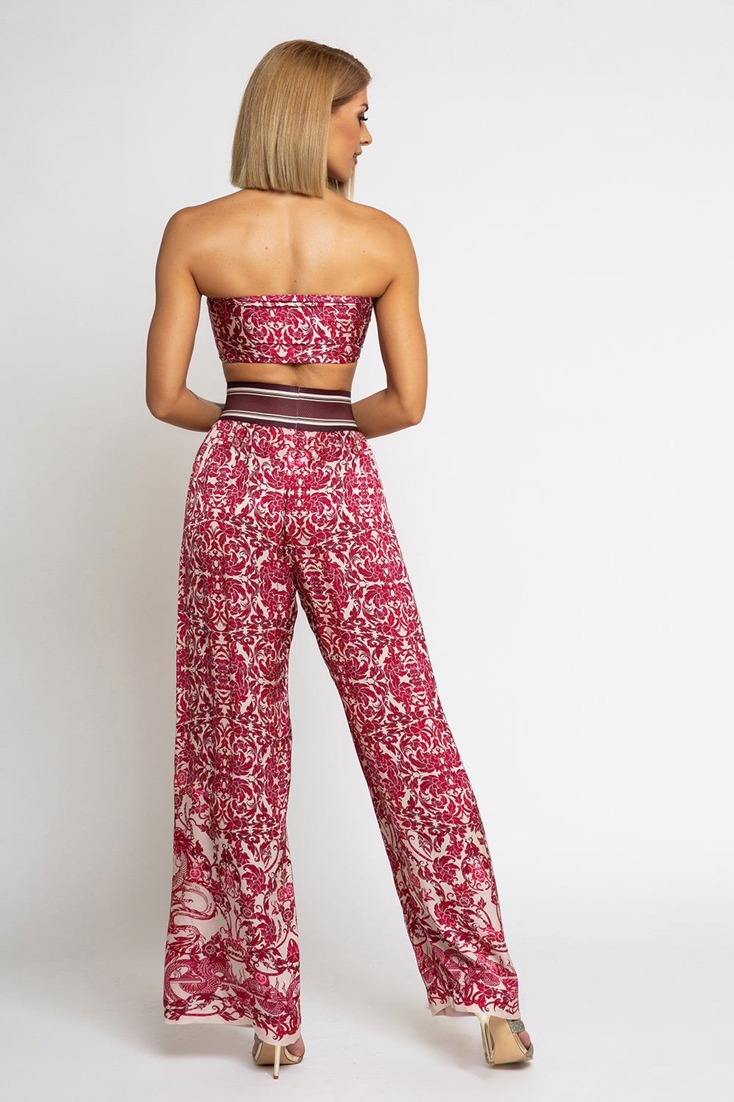 ENSEMBLE PANTALON AMPLE ET ÉCHARPE EN VISCOSE - ASIA BORDEAUX